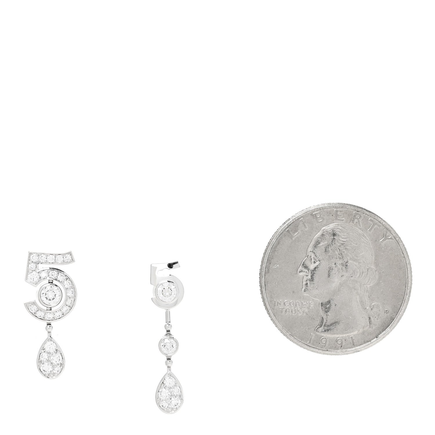 18K White Gold Diamond No 5 Transformable Earrings