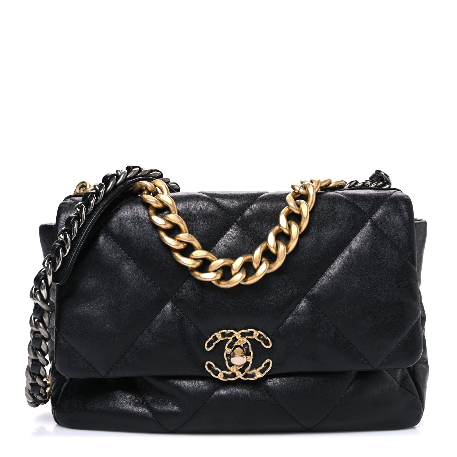 Lambskin Quilted Large Chanel 19 Flap Black
