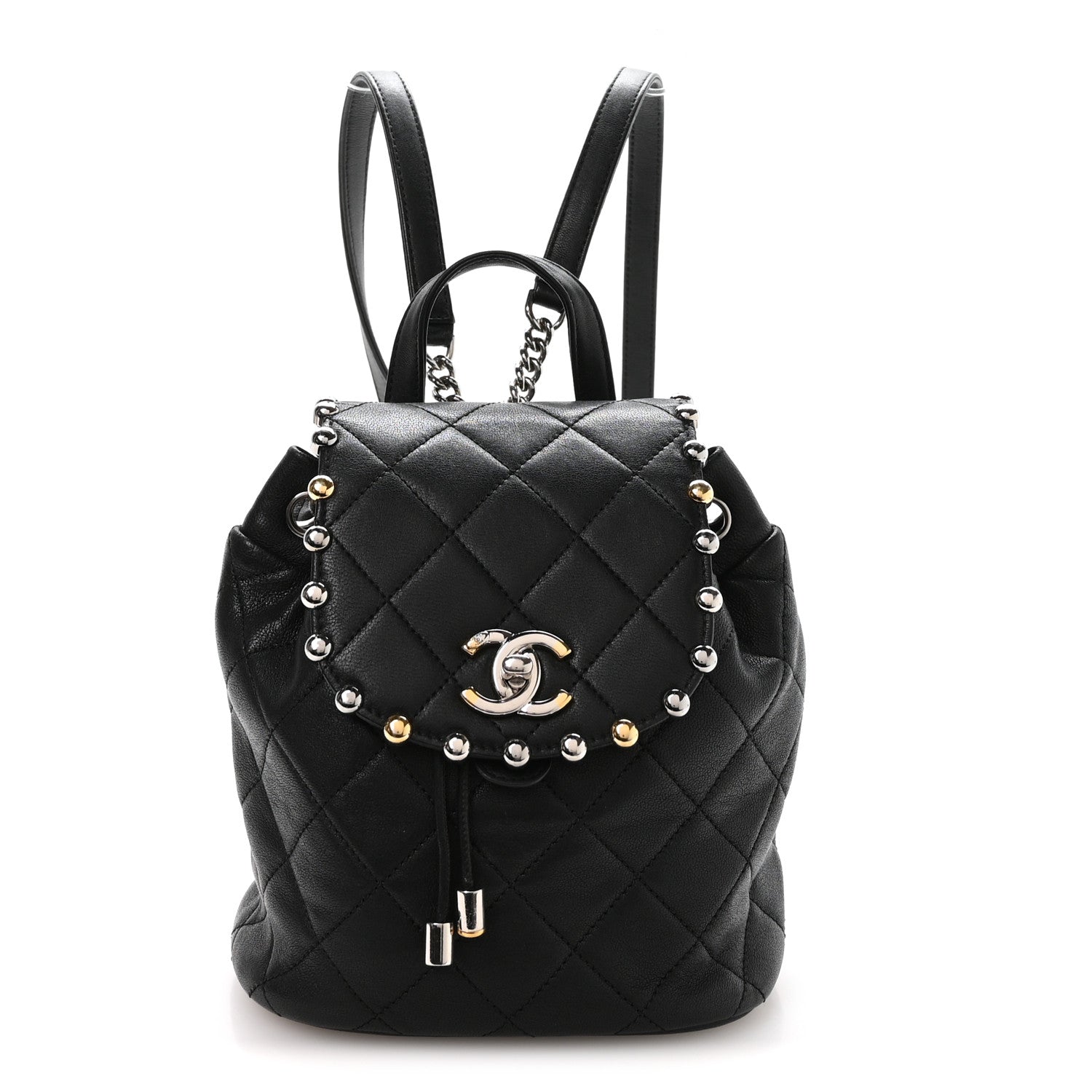 Lambskin Quilted Metallic Bubble Backpack Black