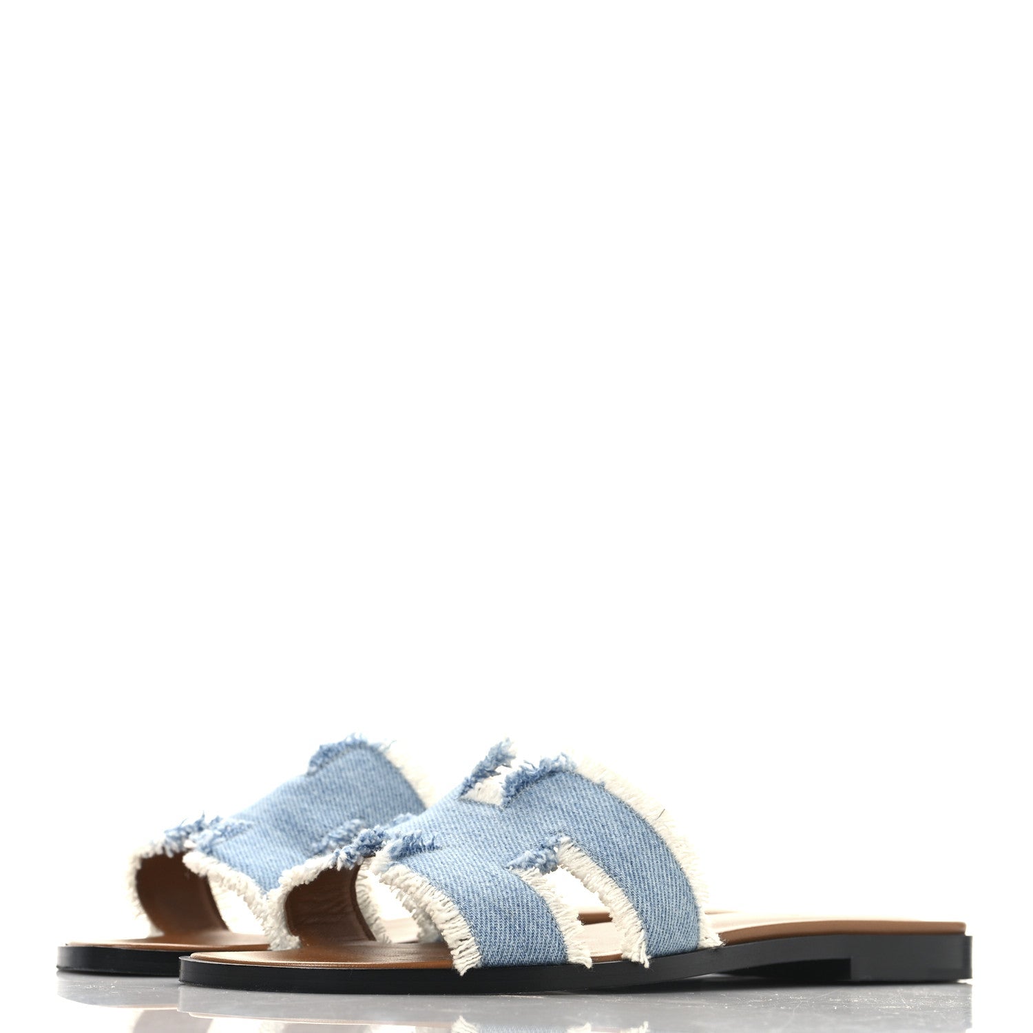 Denim Oran Fringe Sandals 36.5 Bleu Clair