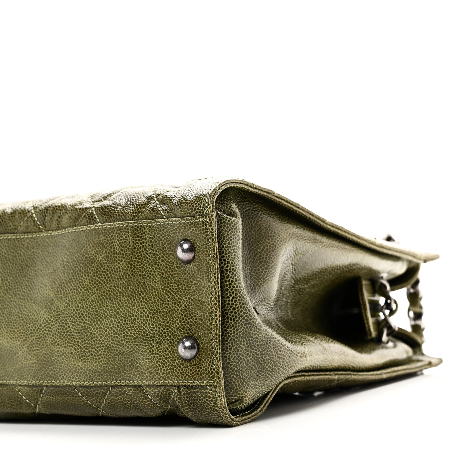 Glazed Caviar Quilted Tote Green