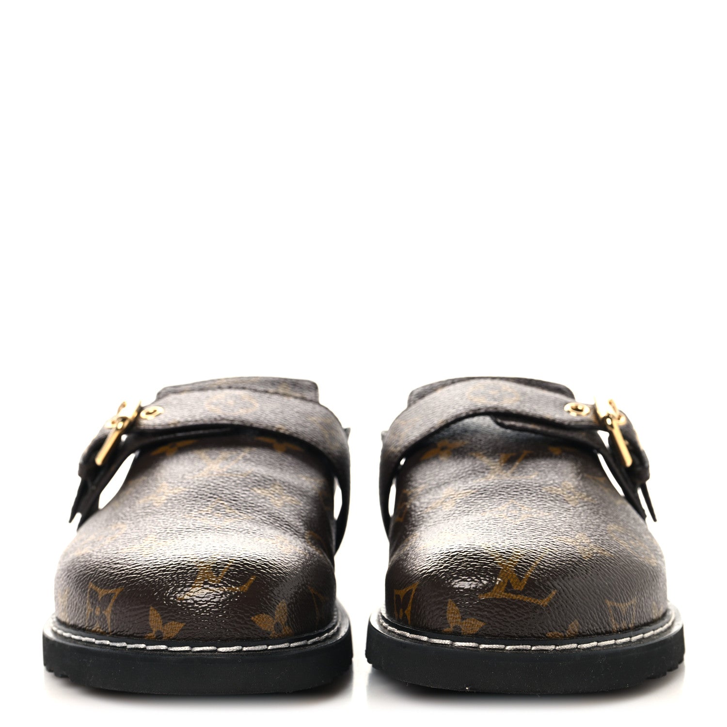 Patent Monogram Womens Cosy Flat Comfort Clog Mules 39 Brown