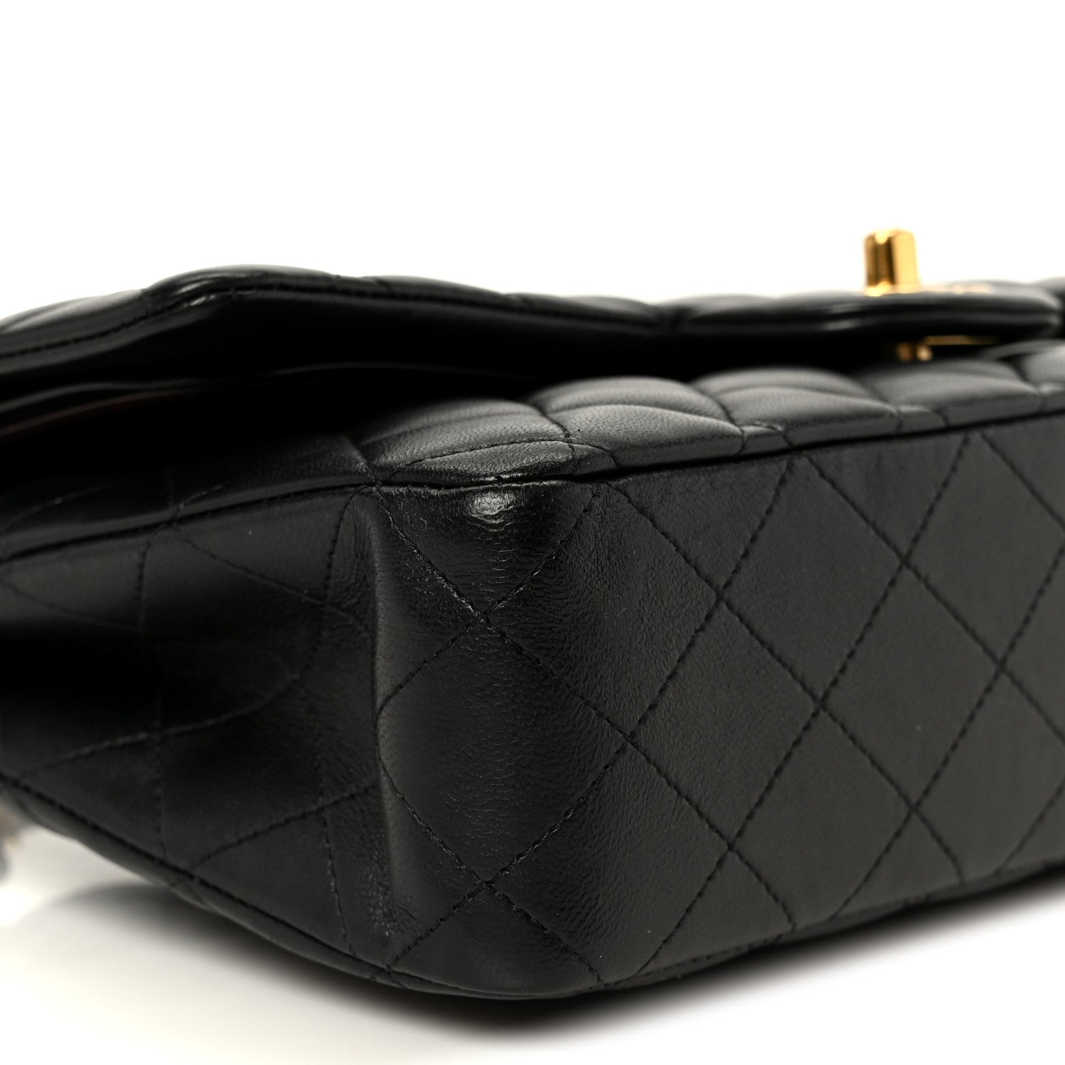 Lambskin Quilted Medium Double Flap Black
