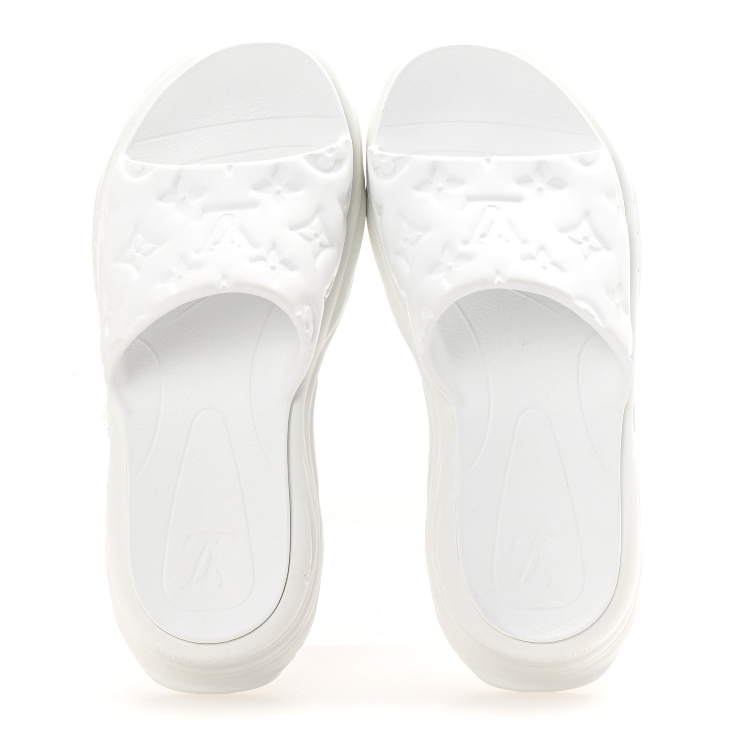 Rubber Embossed Monogram Pool 55 Flat Comfort Mule 39 White