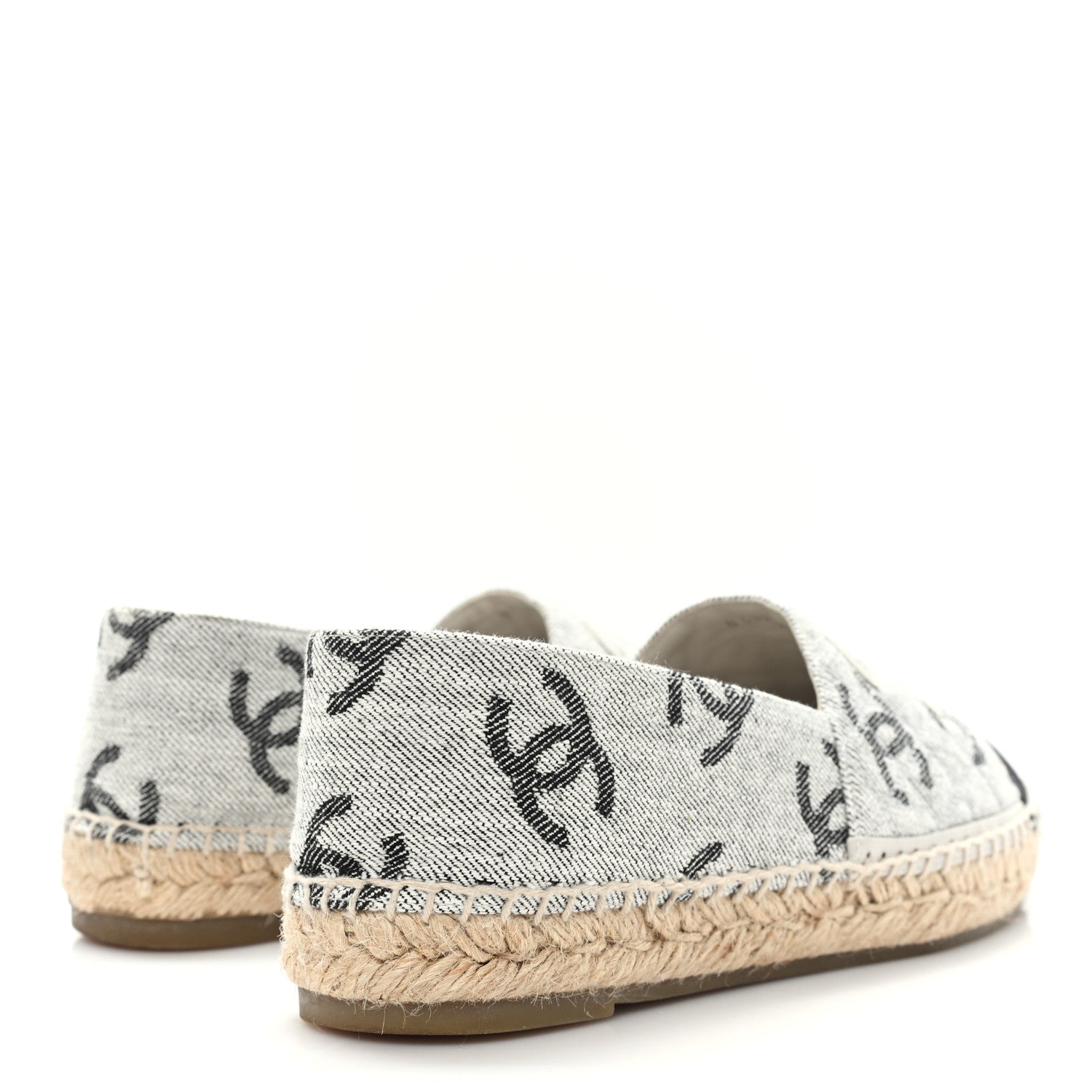 Cotton Jacquard Grosgrain CC Print Espadrilles 40 Grey Black