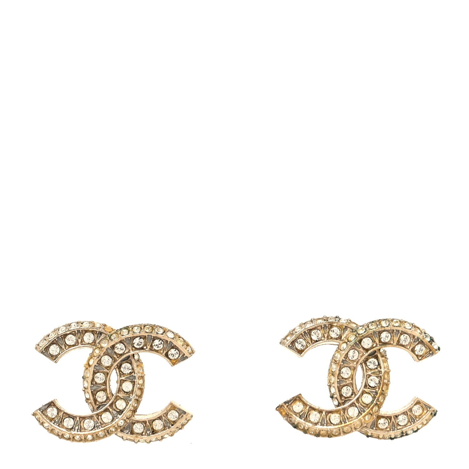 Crystal CC Earrings Light Gold
