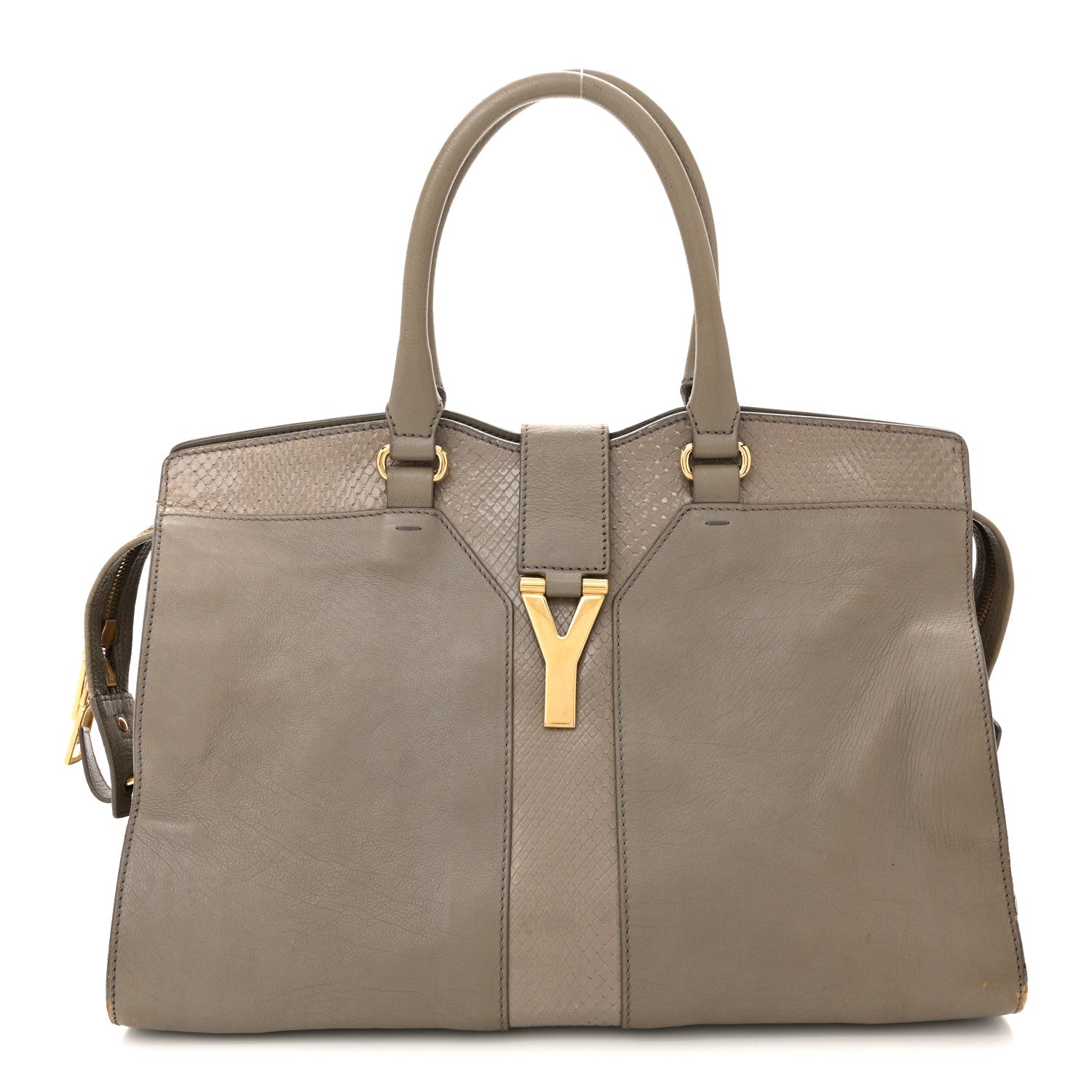 Calfskin Snakeskin Medium Cabas Chyc Beige