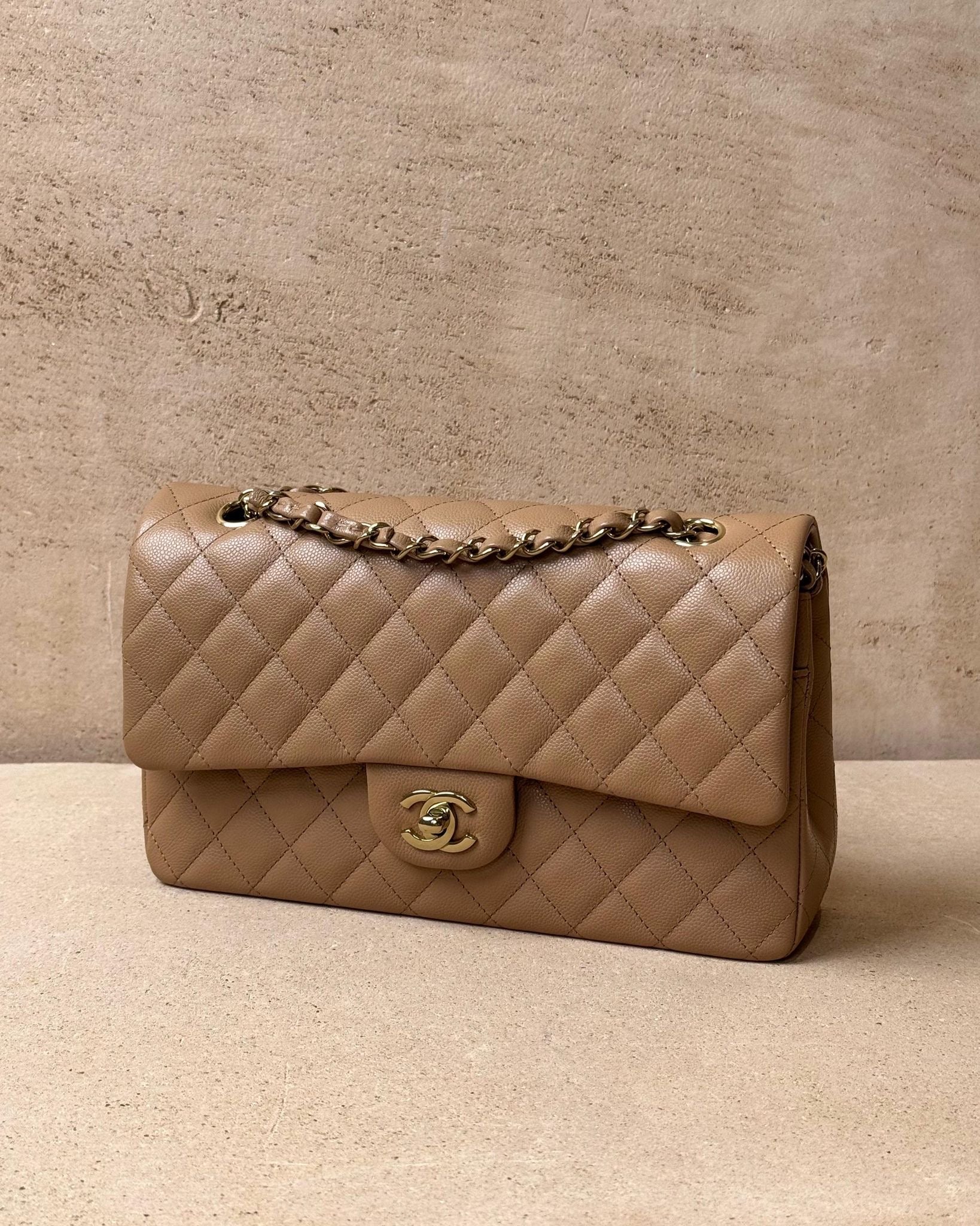 Chanel Medium Classic Flap Caramel Caviar | Champagne Gold Hardware
