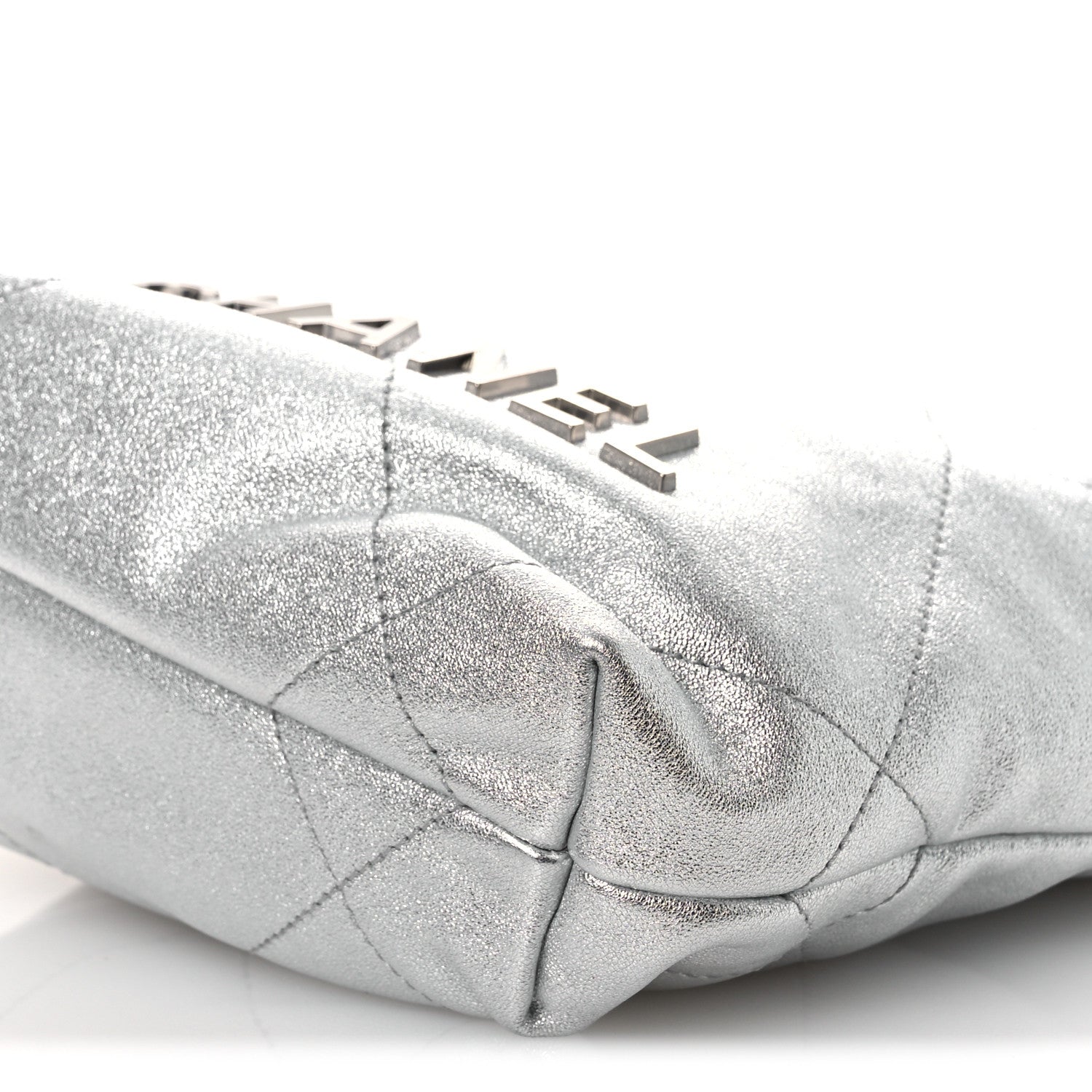 Metallic Lambskin Quilted Mini Chanel 22 Silvery
