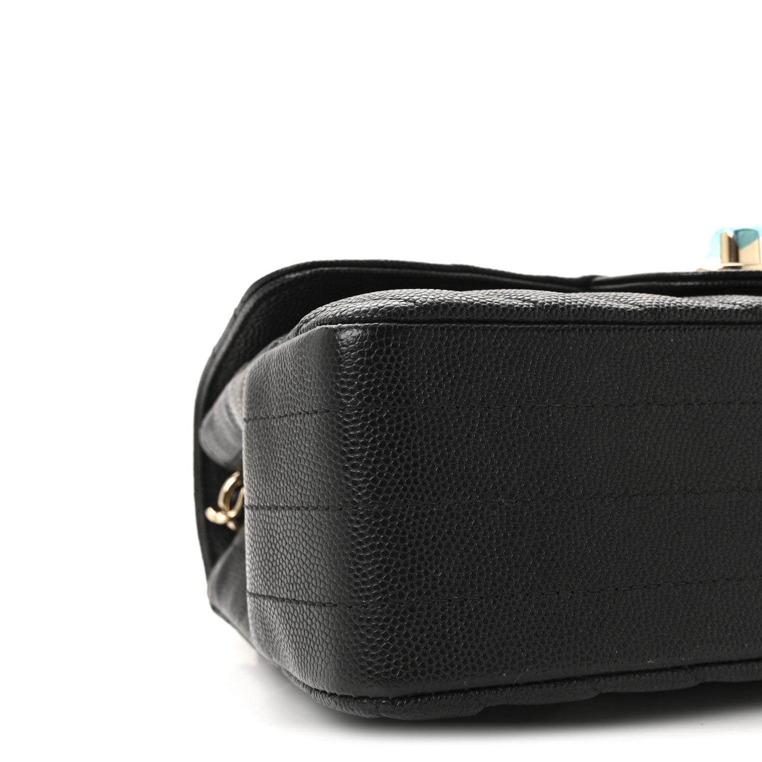 Caviar Chevron Quilted Mini Rectangular Flap Black