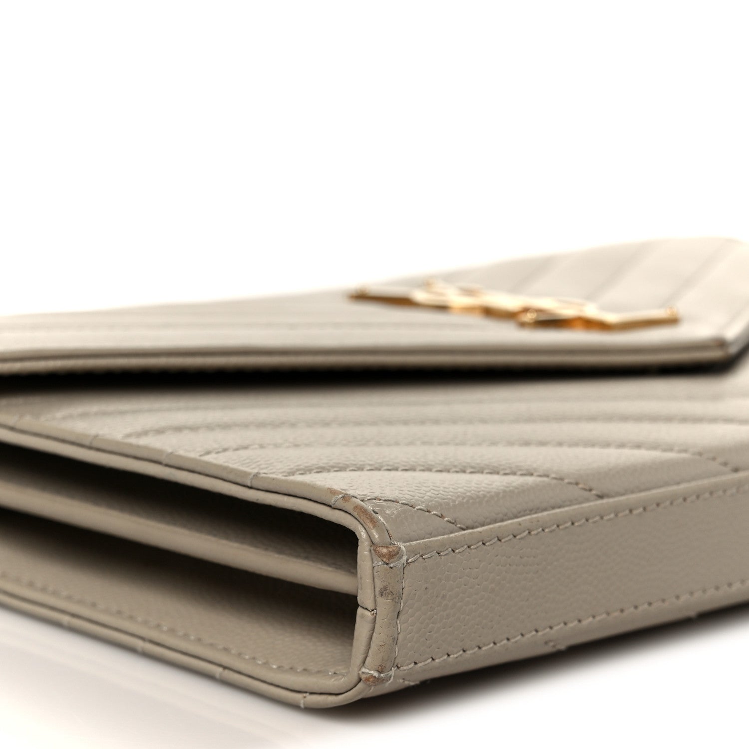 Grain De Poudre Matelasse Chevron Monogram Chain Wallet Sea Salt