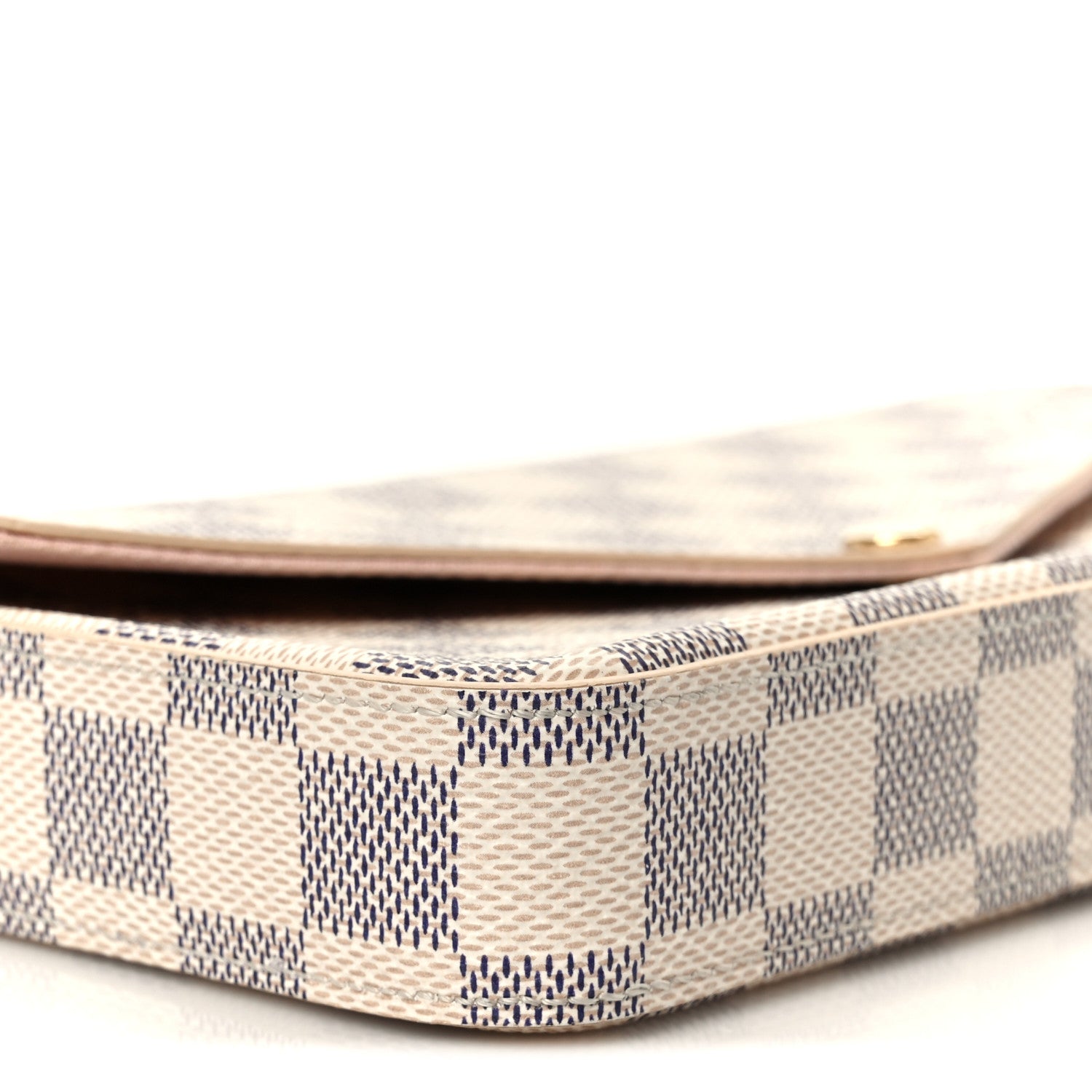 Damier Azur Pochette Felicie Chain Wallet Rose Ballerine