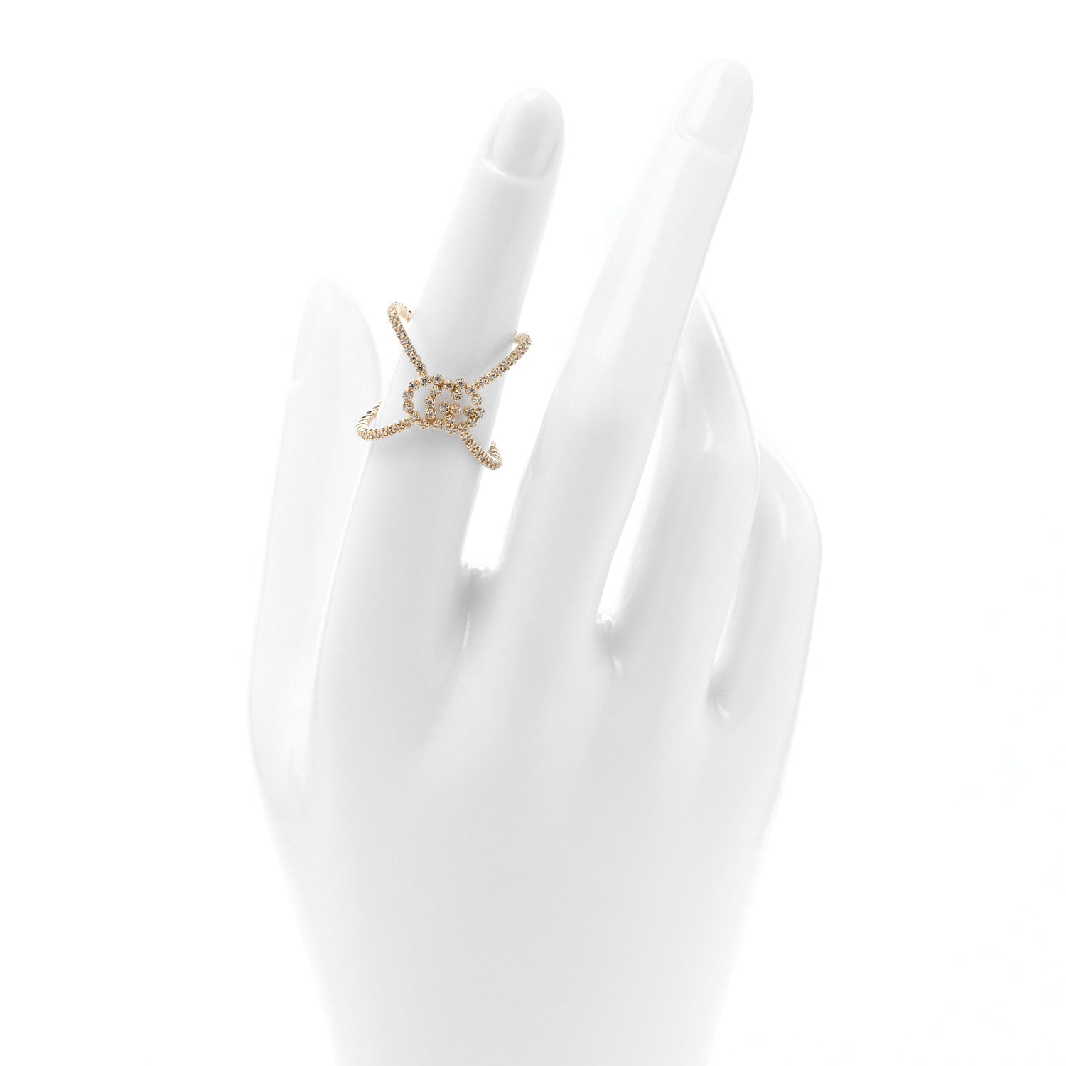 18K Yellow Gold Diamond Running G Cross Pave Ring 52 6