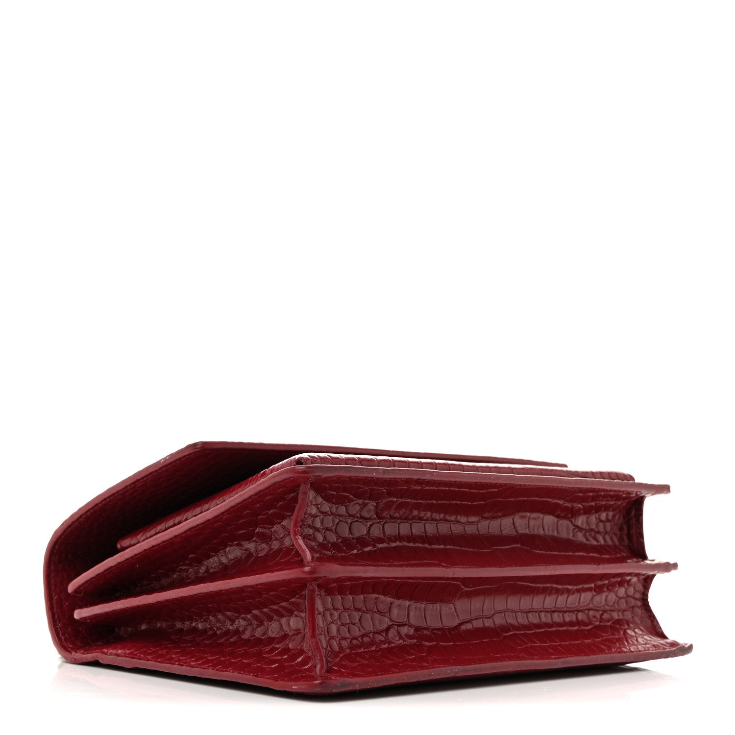 Calfskin Crocodile Embossed Medium Monogram Sunset Rouge Eros