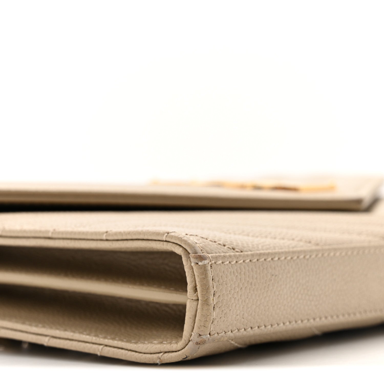 Grain De Poudre Matelasse Chevron Monogram Chain Wallet Dark Latte