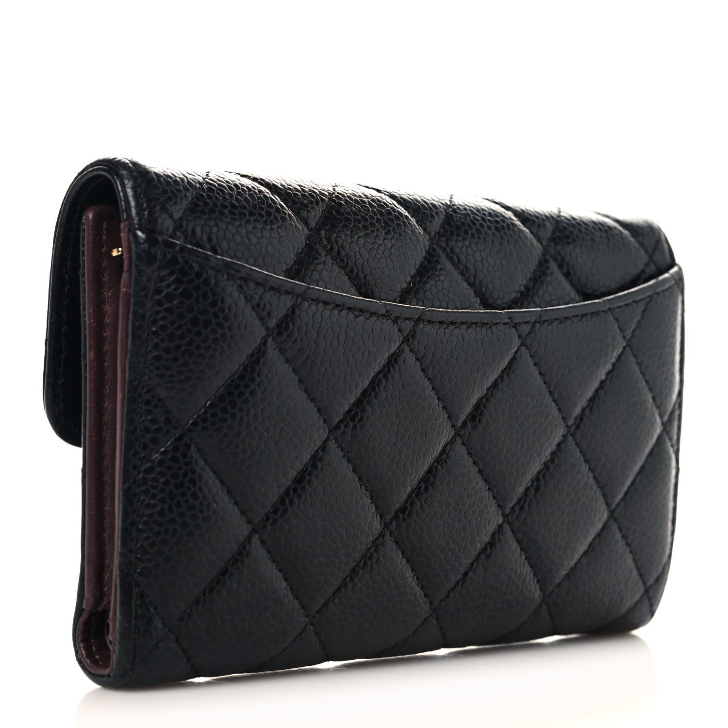 Caviar Quilted Medium Flap Wallet Black