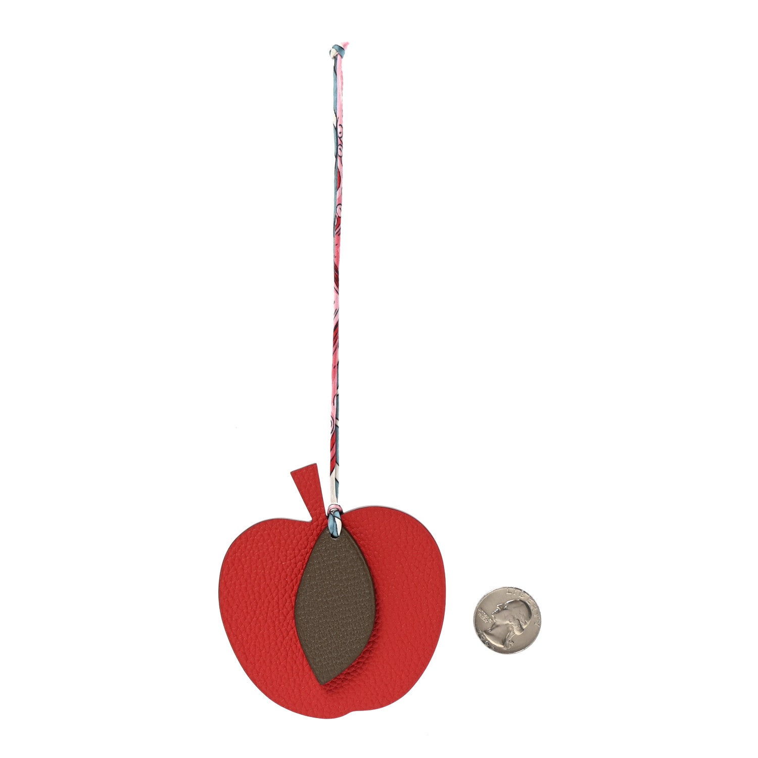 Taurillon Clemence Chevre Mysore Silk Petit H Apple Leaf Bag Charm Rouge Bleu Multicolor