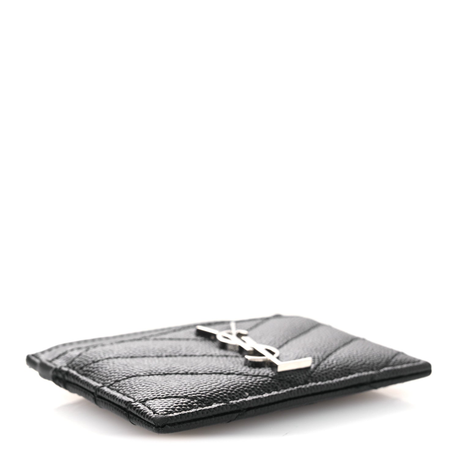 Grain De Poudre Matelasse Chevron Monogram Credit Card Case Black