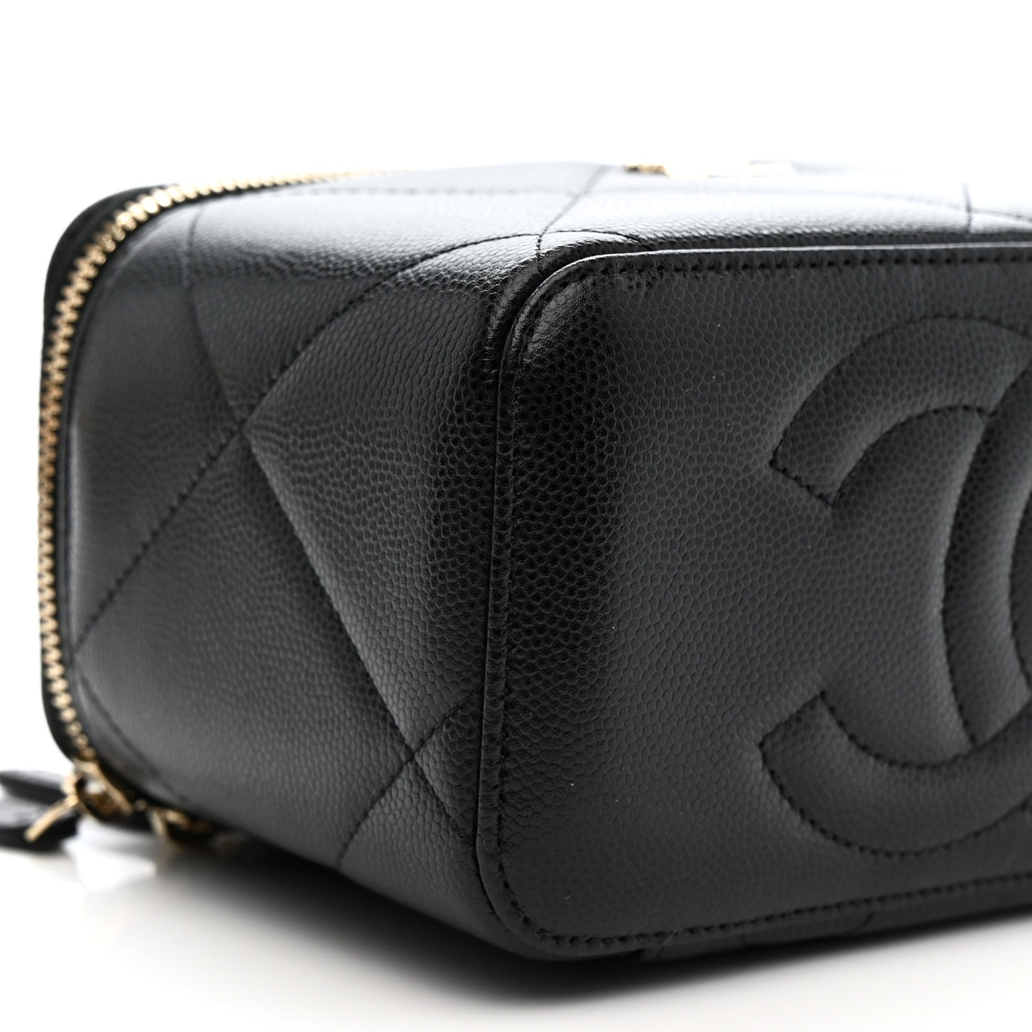 Caviar Quilted Top Handle Long Vanity Black