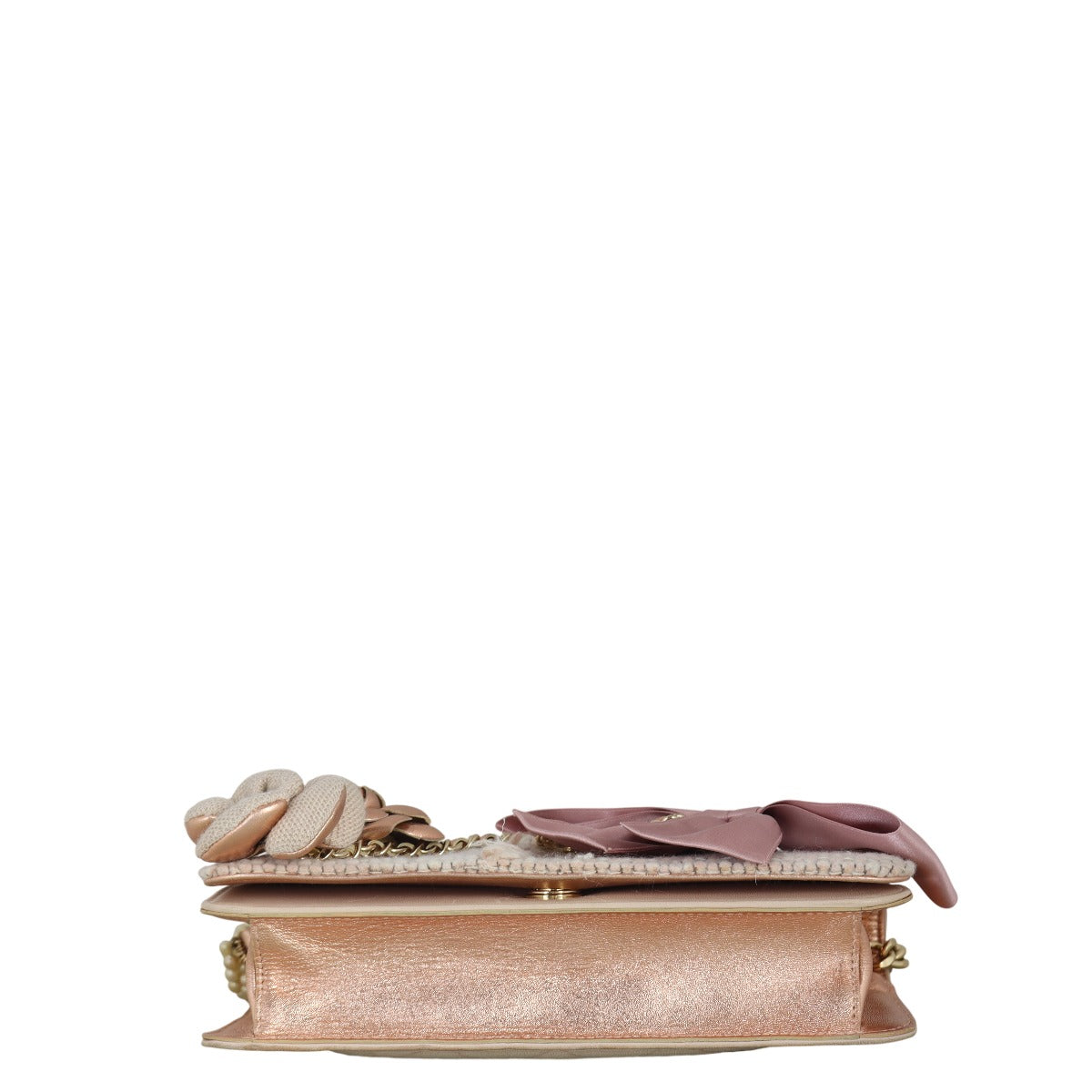 Chanel Camellia Tweed Pearl Chain Flap Bag Vintage