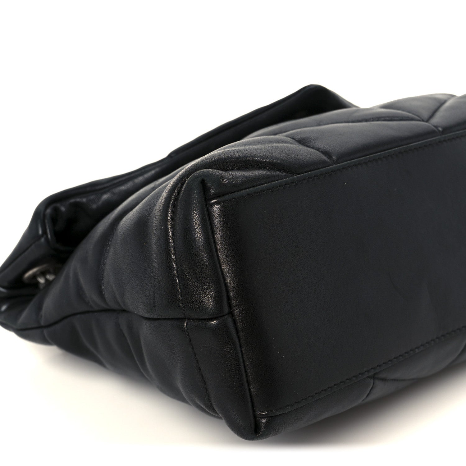 Lambskin Quilted Small Loulou Puffer Monogram Chain Satchel Black