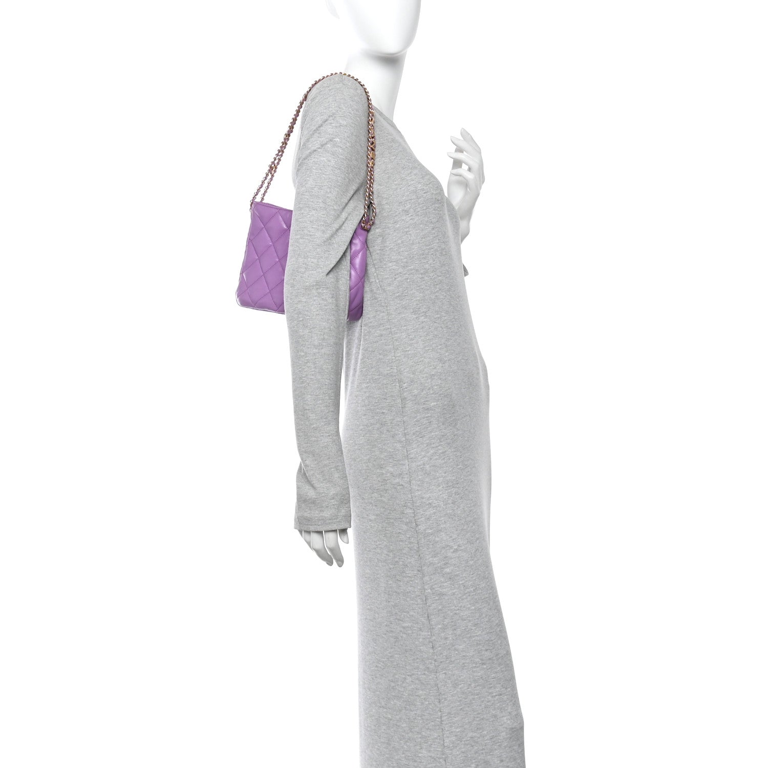 Lambskin Quilted Small Pick Me Up Hobo Purple