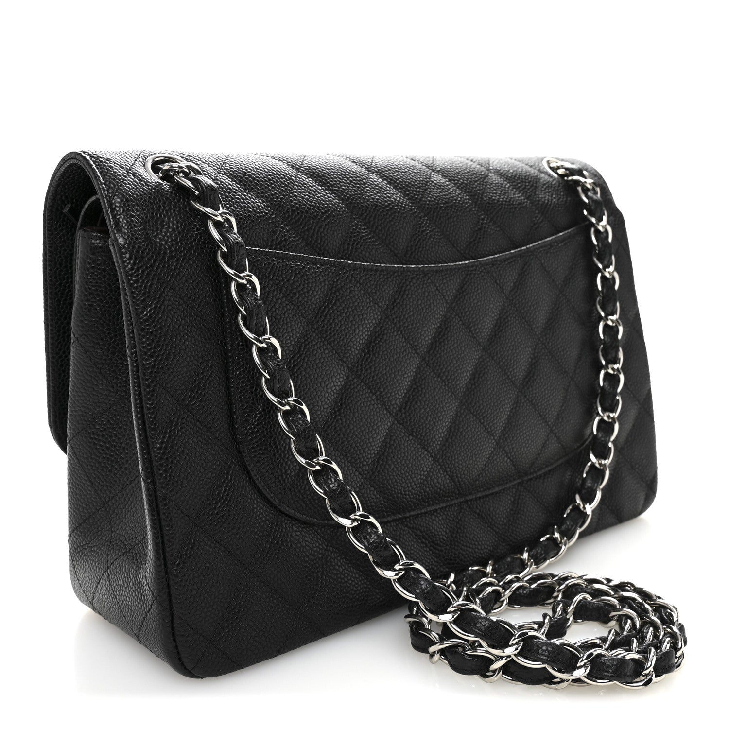 Caviar Quilted Jumbo Double Flap Black