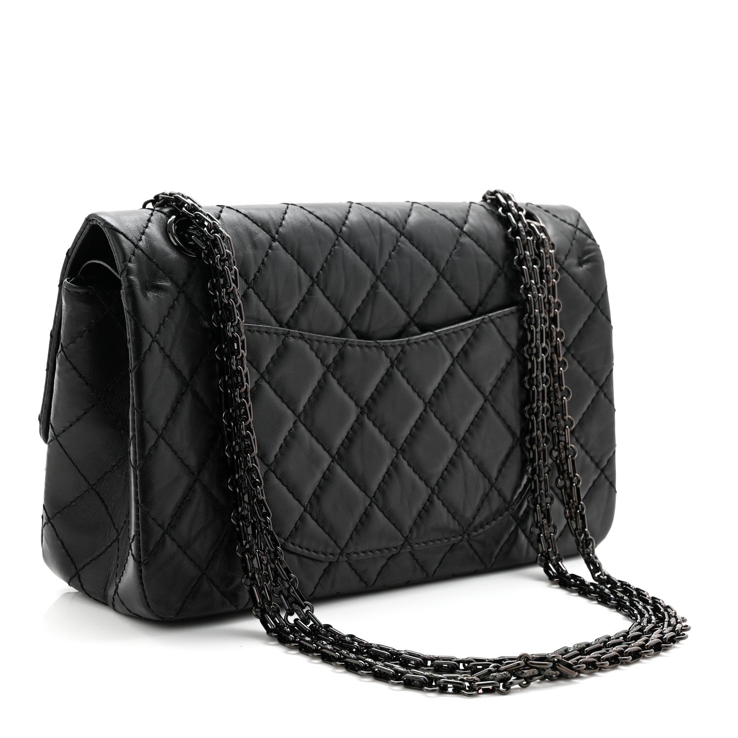 Aged Calfskin Quilted 2.55 Reissue 225 Flap So Black