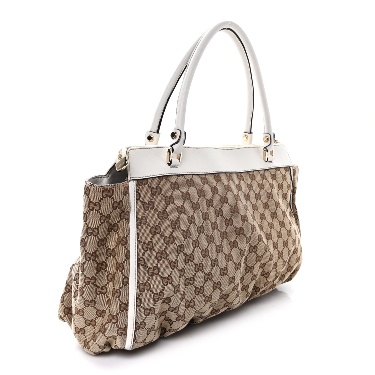 Monogram D Gold Tote  White