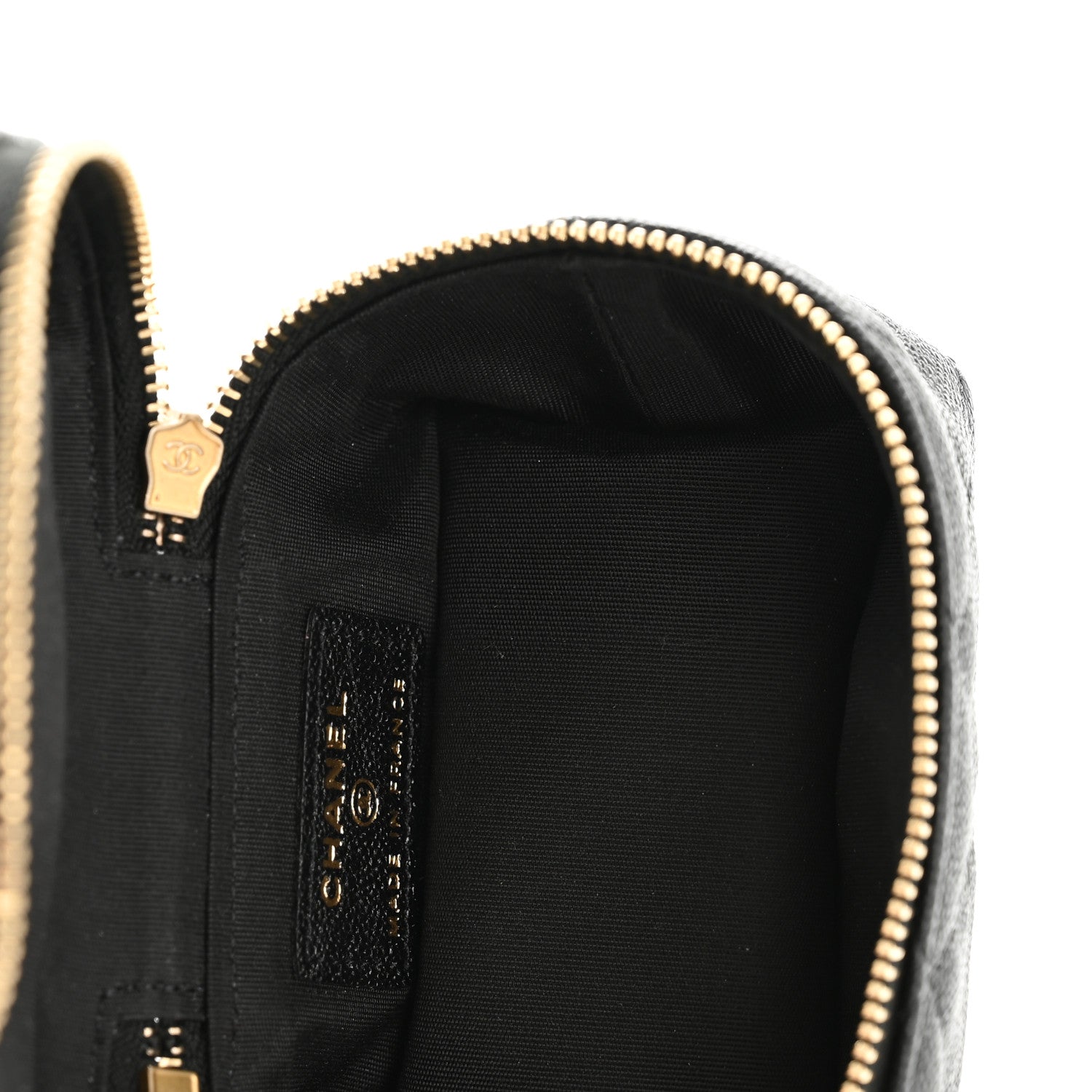 Caviar Quilted Mini Top Handle Vanity With Chain Black