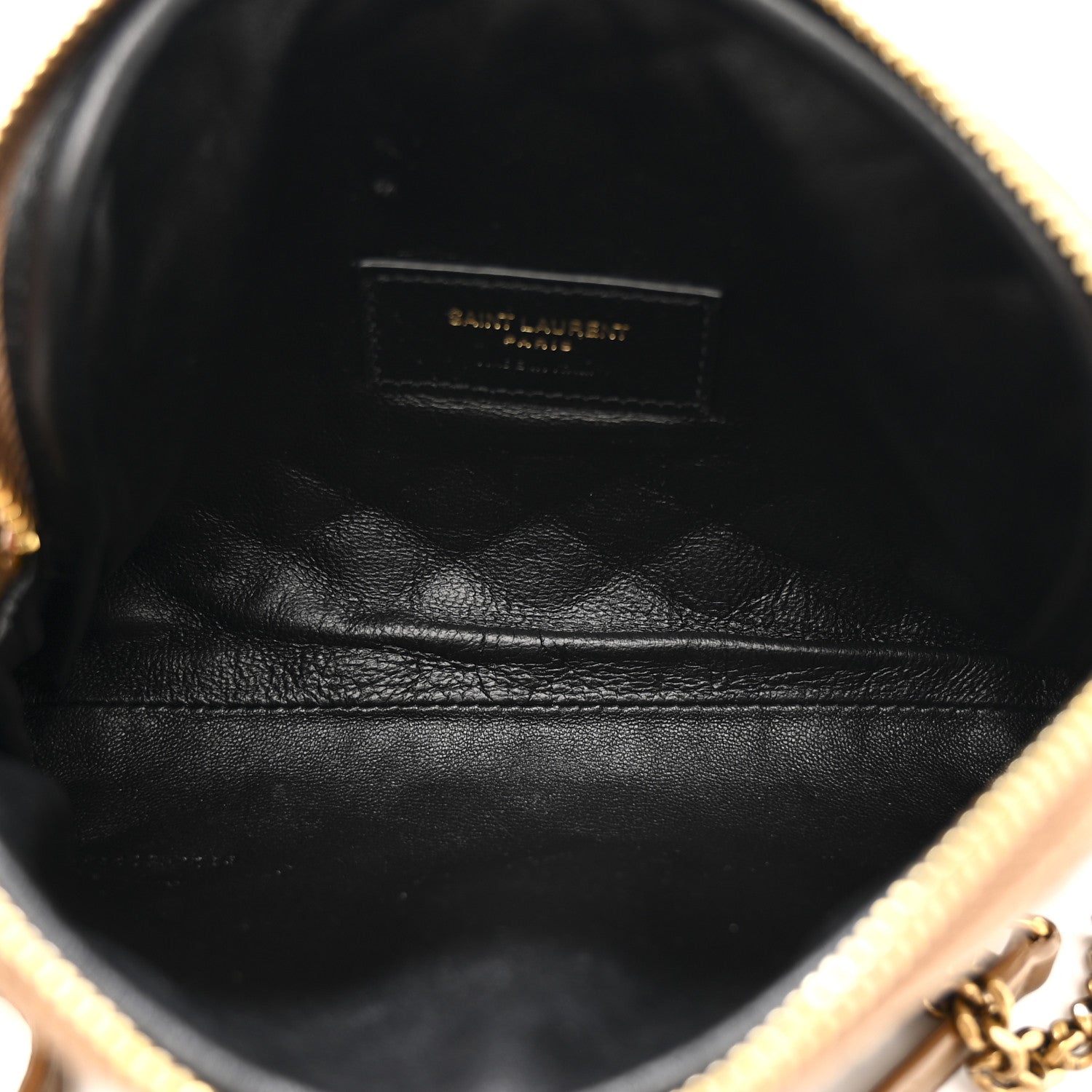 Lambskin Quilted Gaby Zipped Pouch Dark Cork