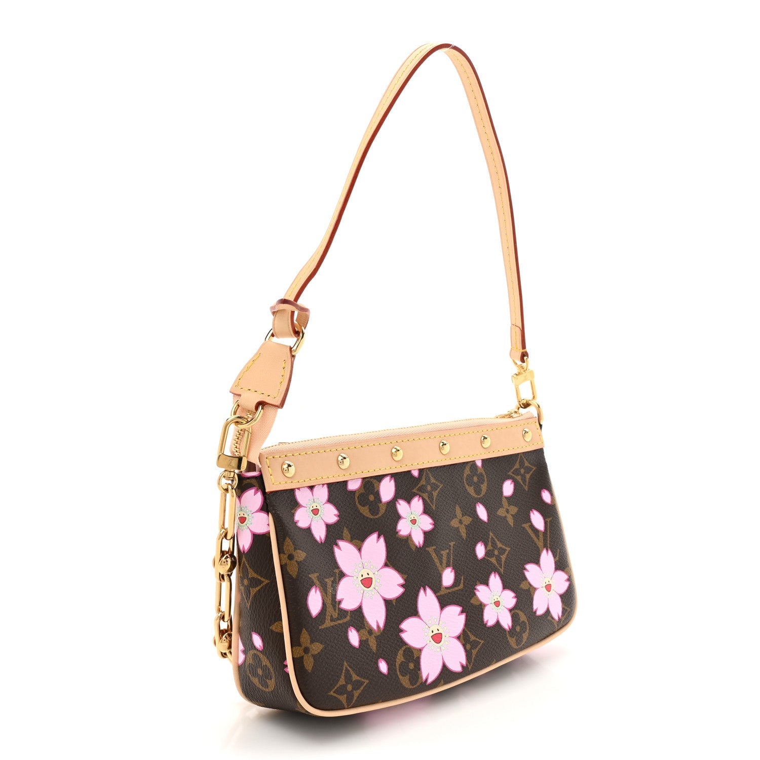 LV X TM Monogram Cherry Blossom Pochette Accessories Sakura Brown