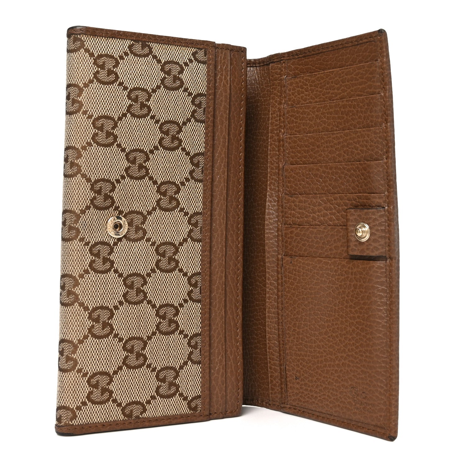 Monogram Dollar Calfskin Continental Flap Wallet Beige Ebony Tabacco