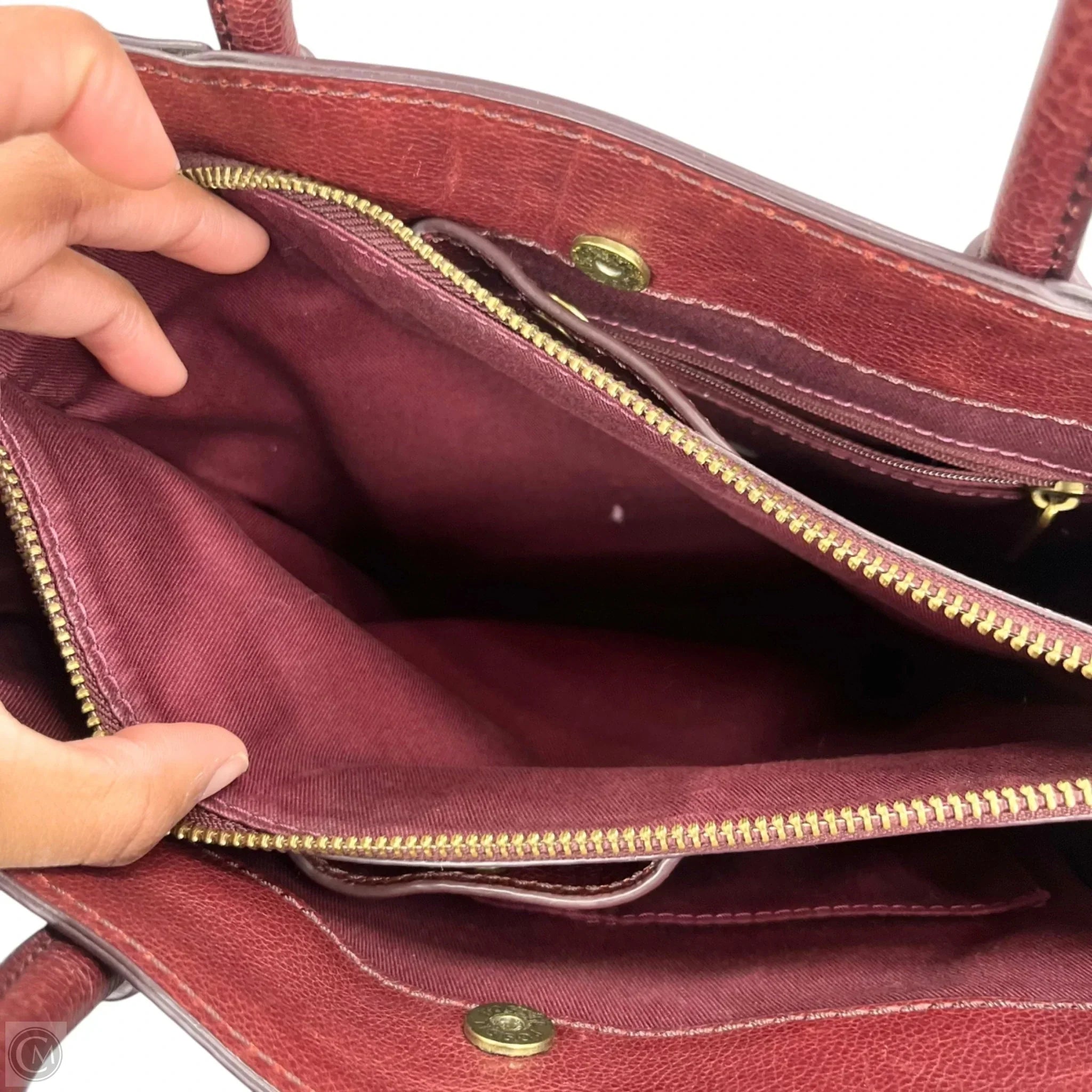 Handbag Leather By Fossil, Size: Medium