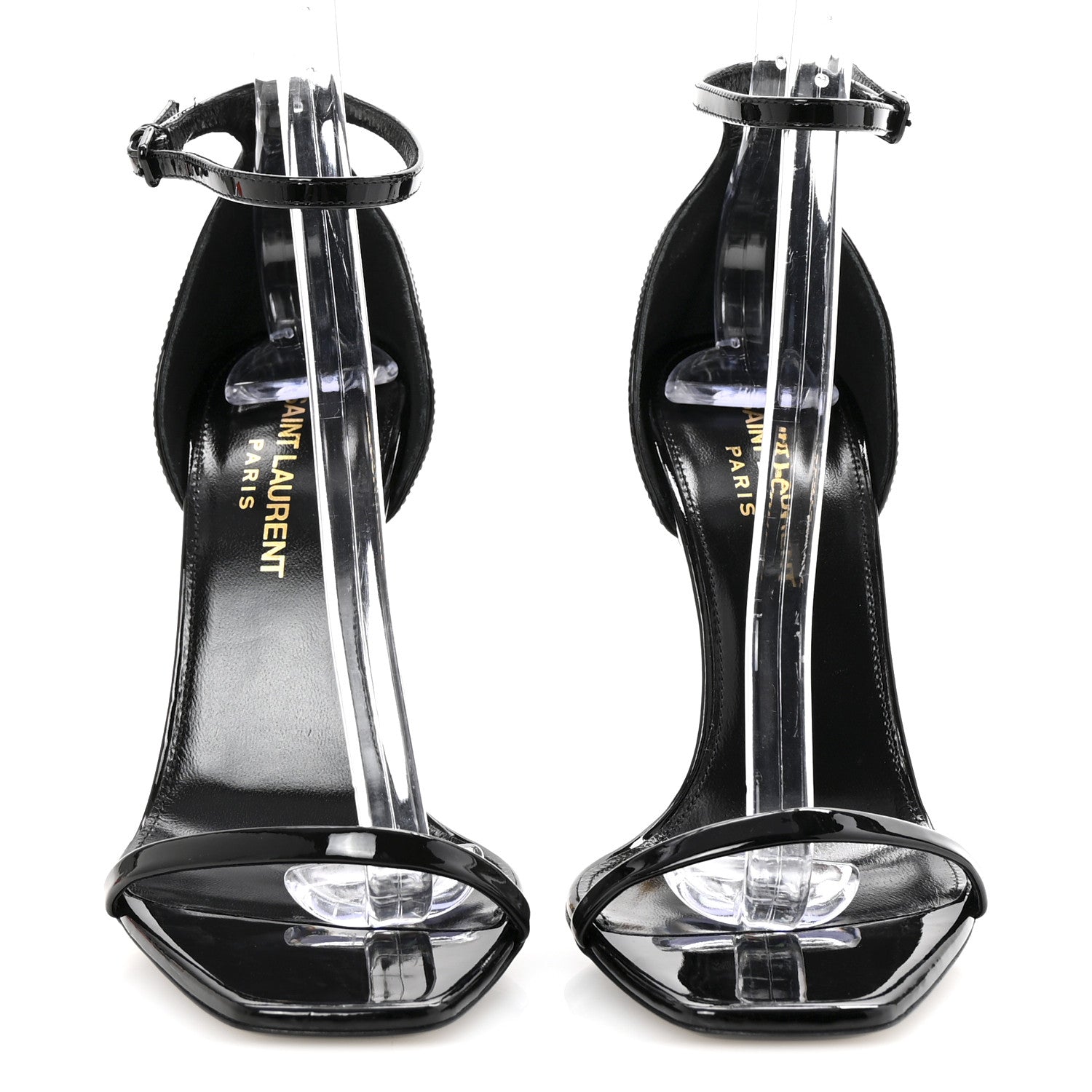 Patent Calfskin Opyum 110 Sandals 36.5 Black Gold