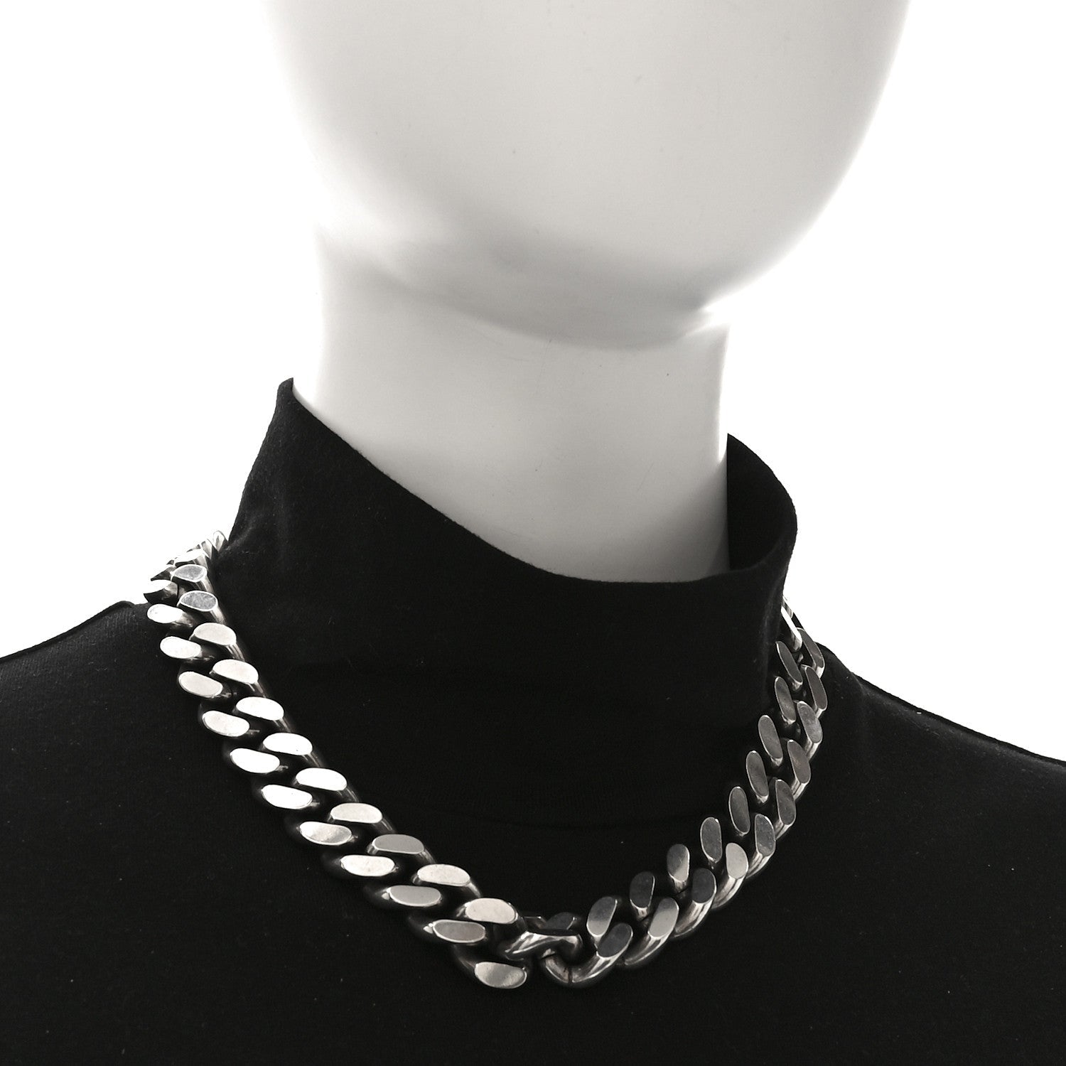 Metal Curb Chain Necklace Oxidized Silver