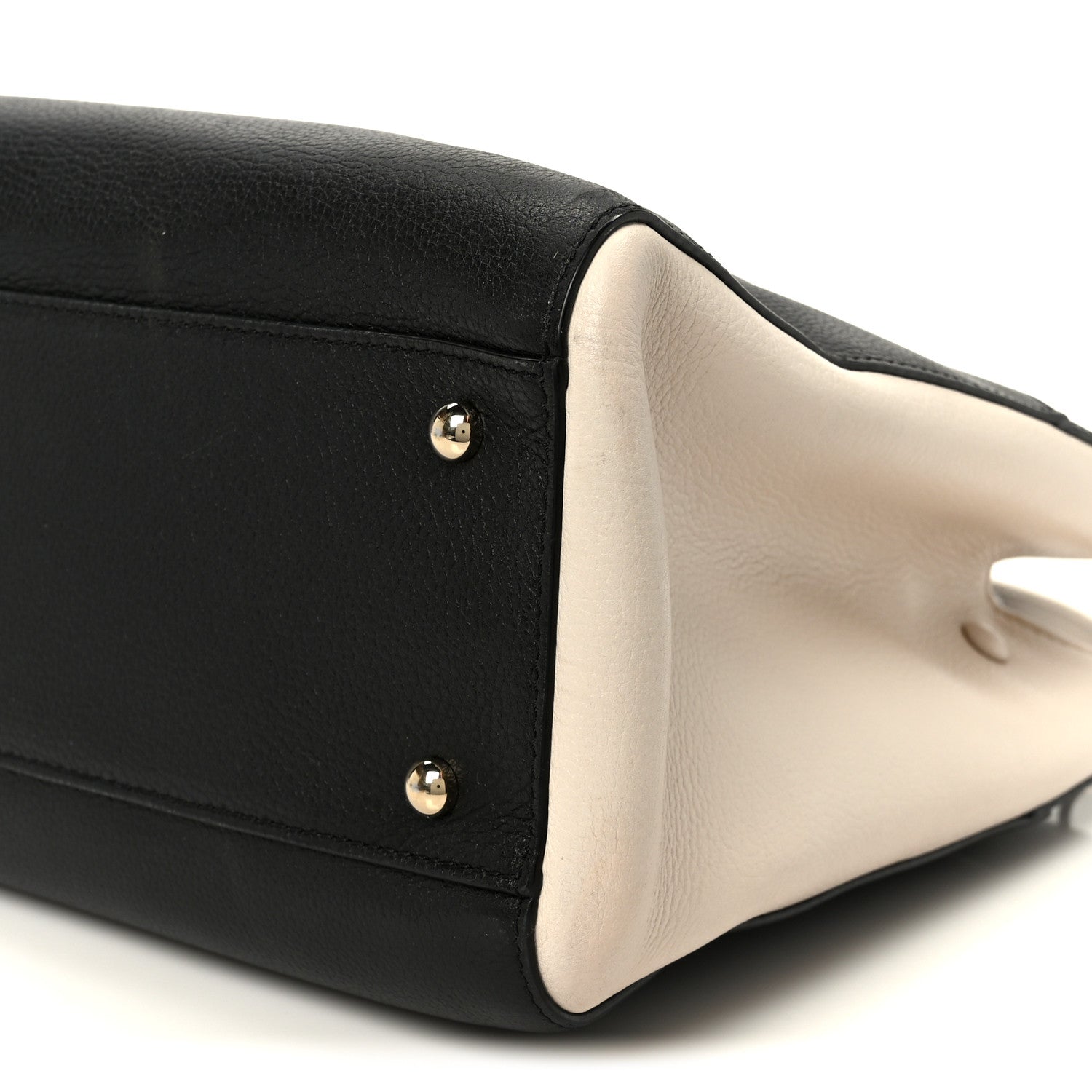 Grained Calfskin Small Bi-Color Neo Executive Shopper Tote Black Beige