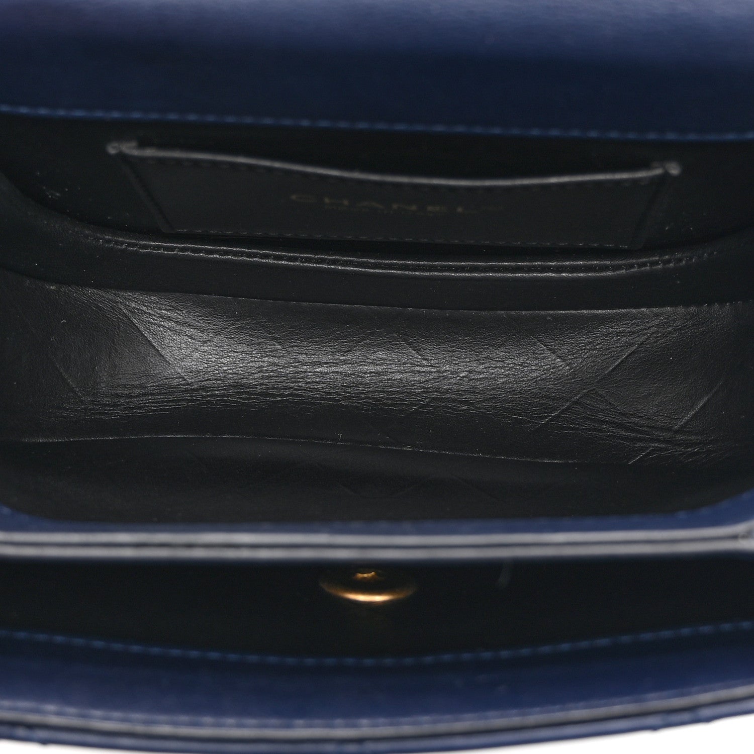Calfskin Quilted Moon Messenger Navy