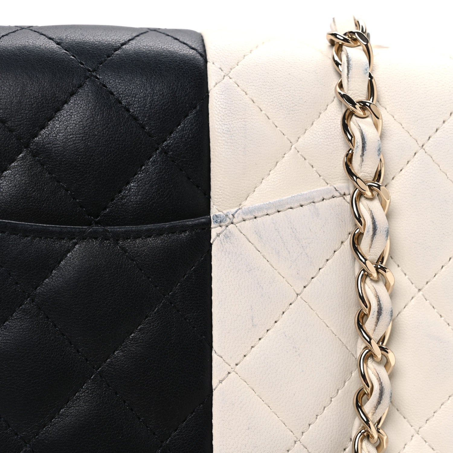 Lambskin Quilted Mini Rectangular Flap White Black