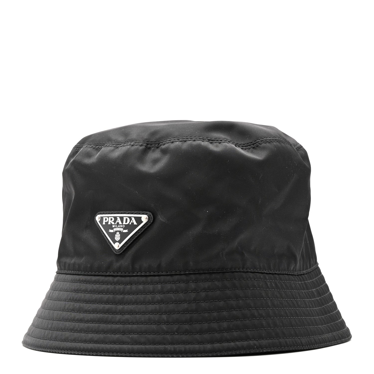 Re-Nylon Metal Triangle Logo Mens Bucket Hat L Black