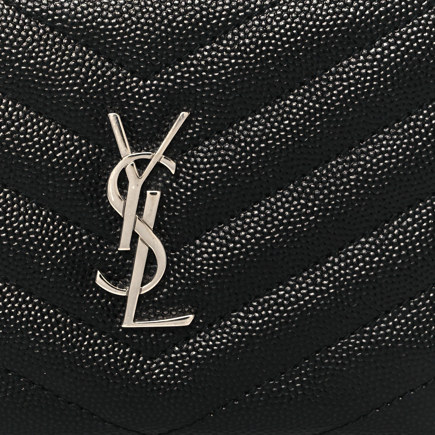 Grain De Poudre Matelasse Chevron Monogram Zipped Two-Part Wallet Black