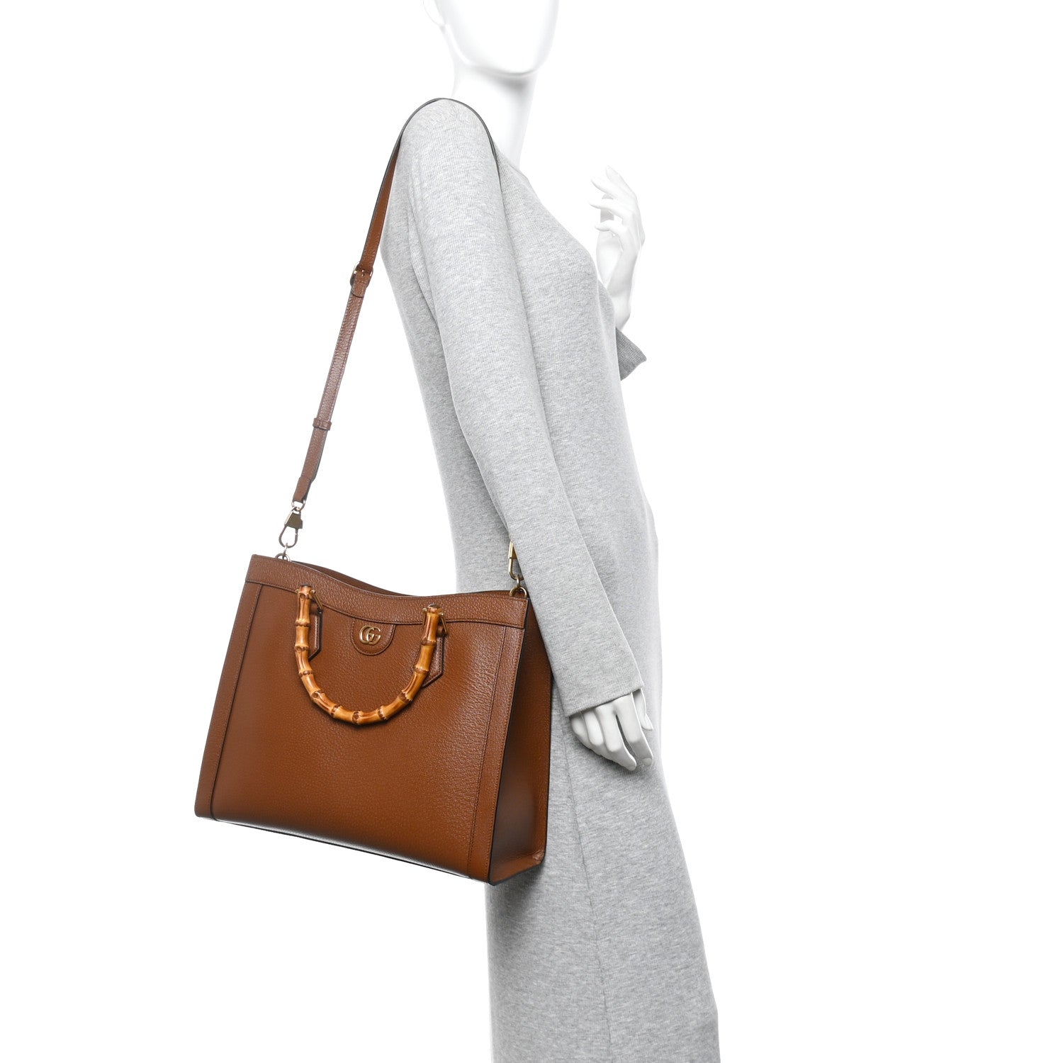Textured Dollar Calfskin Medium Diana Tote Bag Cuir Black