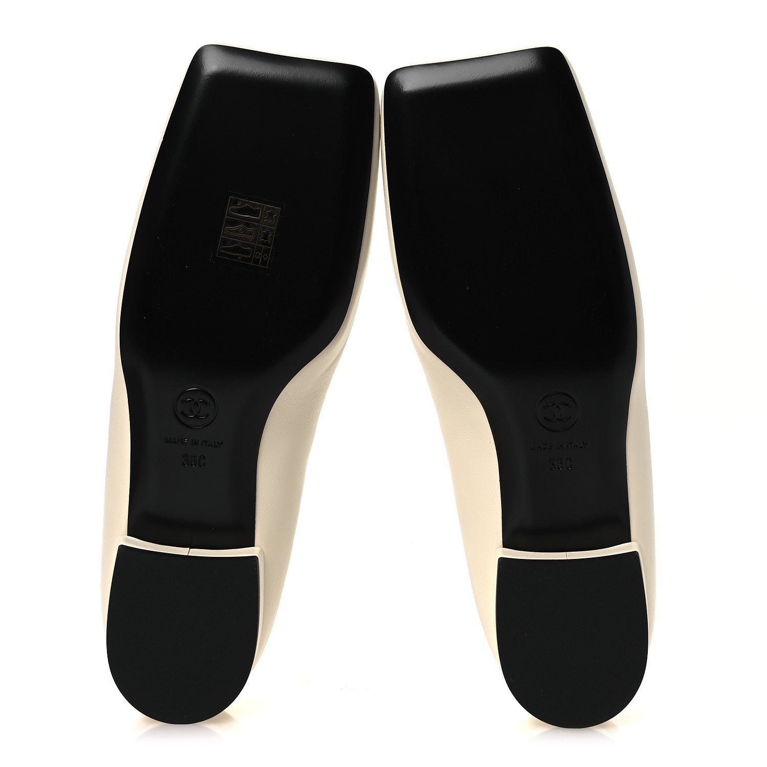 Lambskin Turnlock CC Ballet Flats 36 Ivory Black
