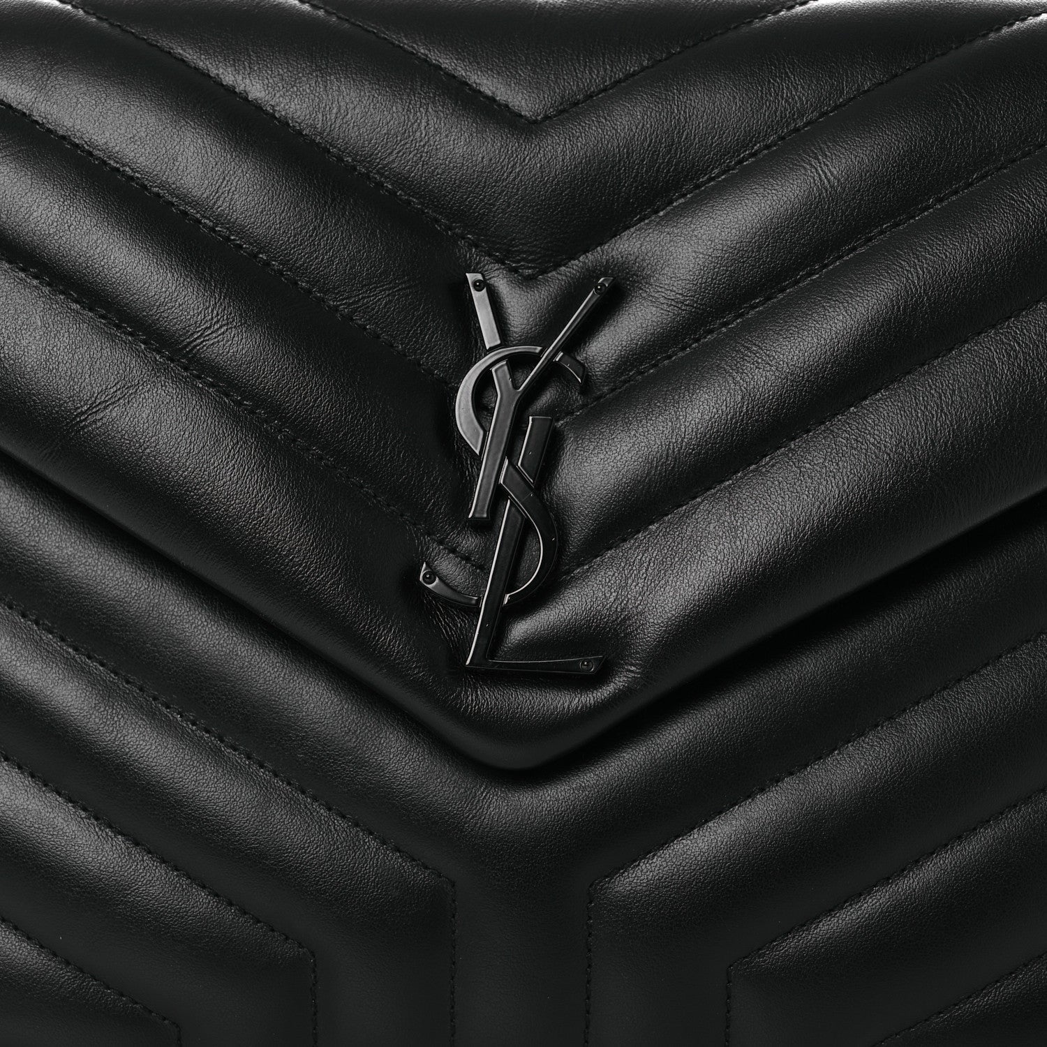 Calfskin Y Quilted Monogram Monochrome Medium Loulou Chain Satchel Black