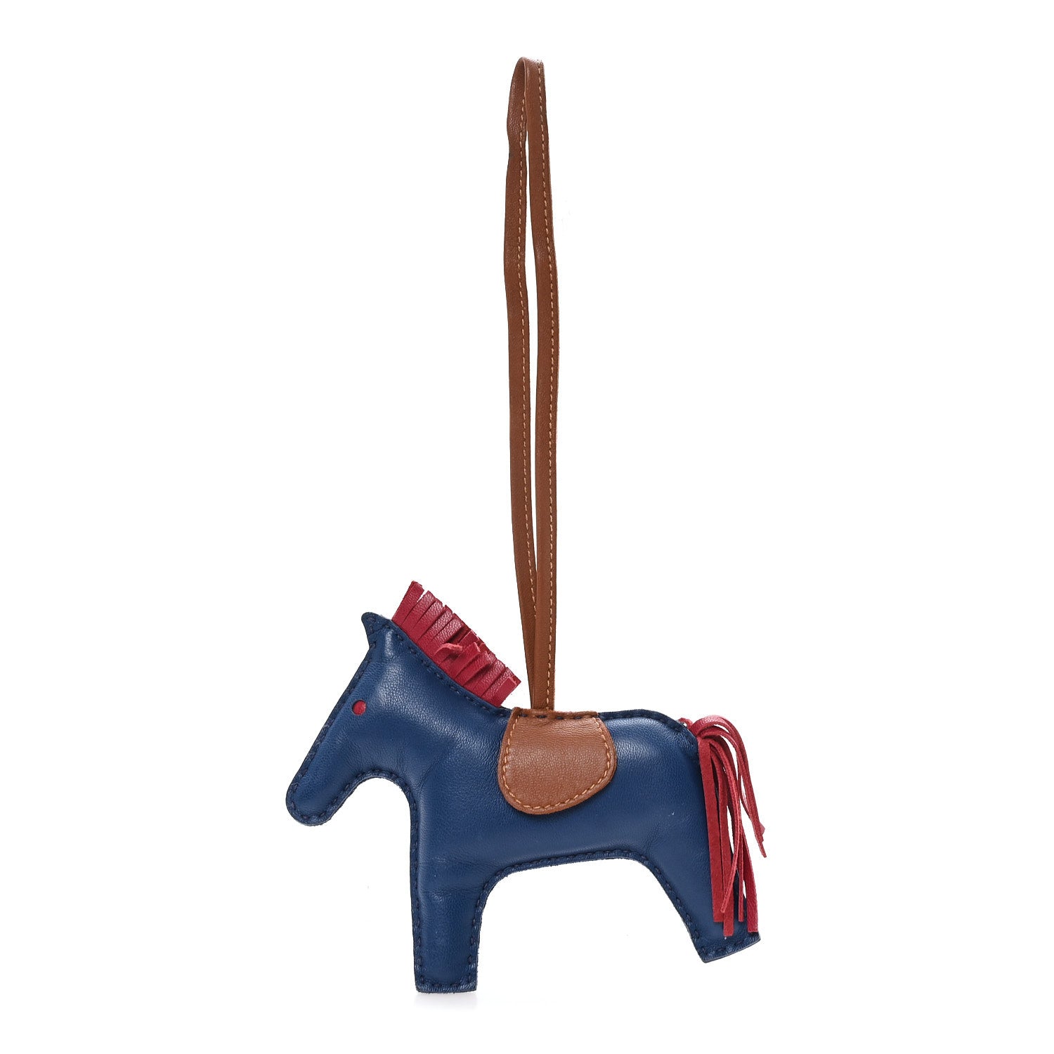 Milo Lambskin Grigri Rodeo Horse Bag Charm MM Bleu De Malte Rubis Fauve