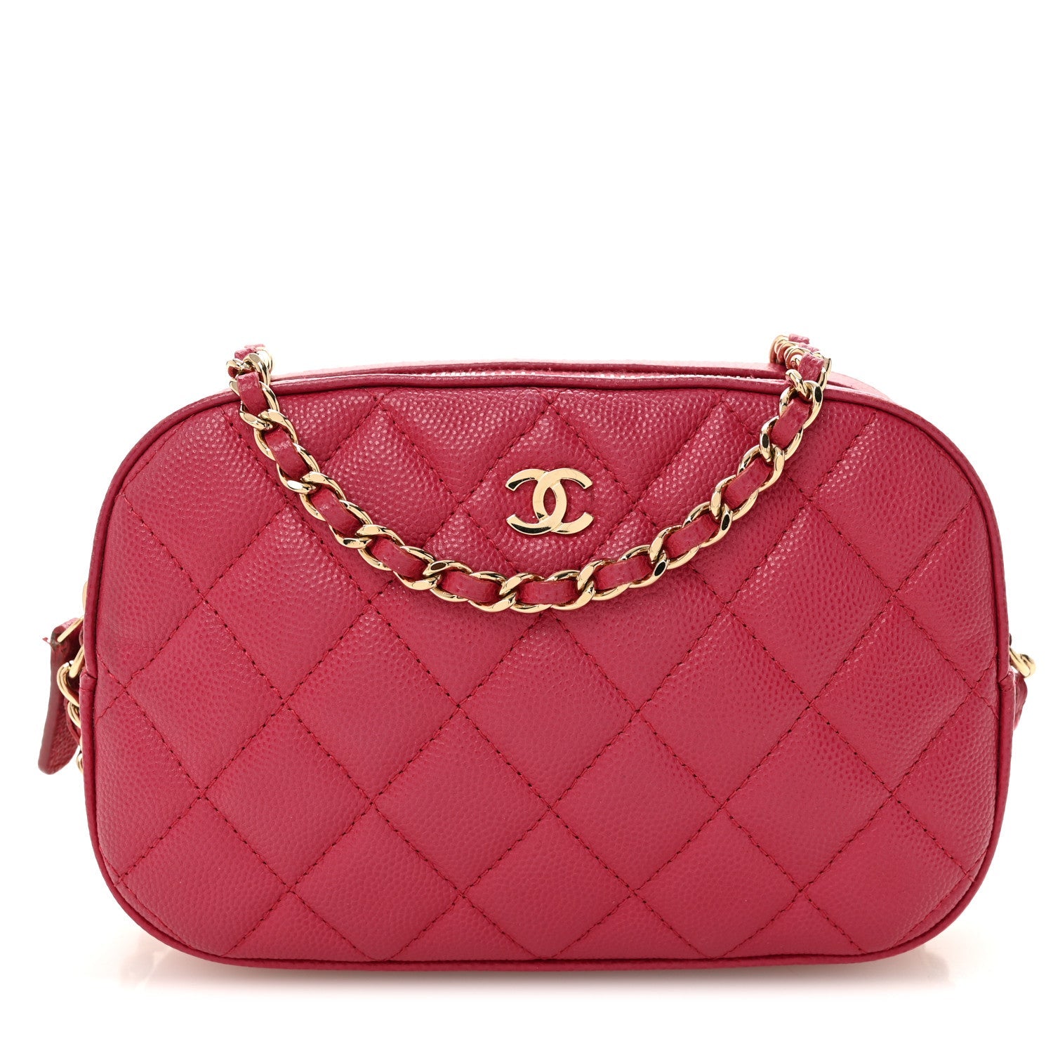 Caviar Quilted Camera Case Dark Pink