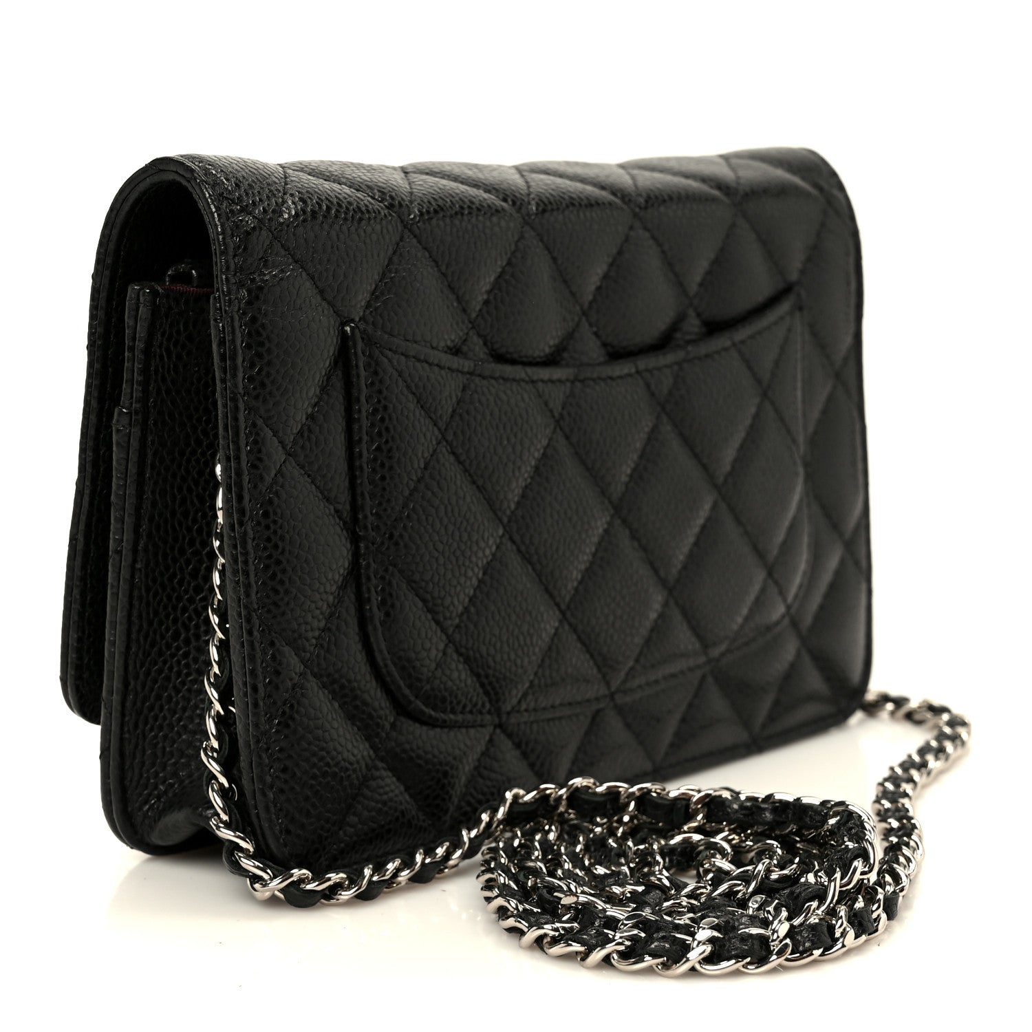 Caviar Quilted Wallet on Chain WOC Black