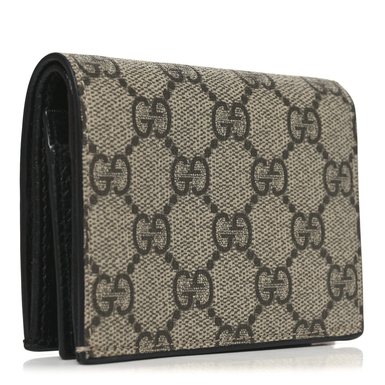 Dollar Calfskin GG Supreme Monogram GG Marmont Card Case Black Beige Ebony