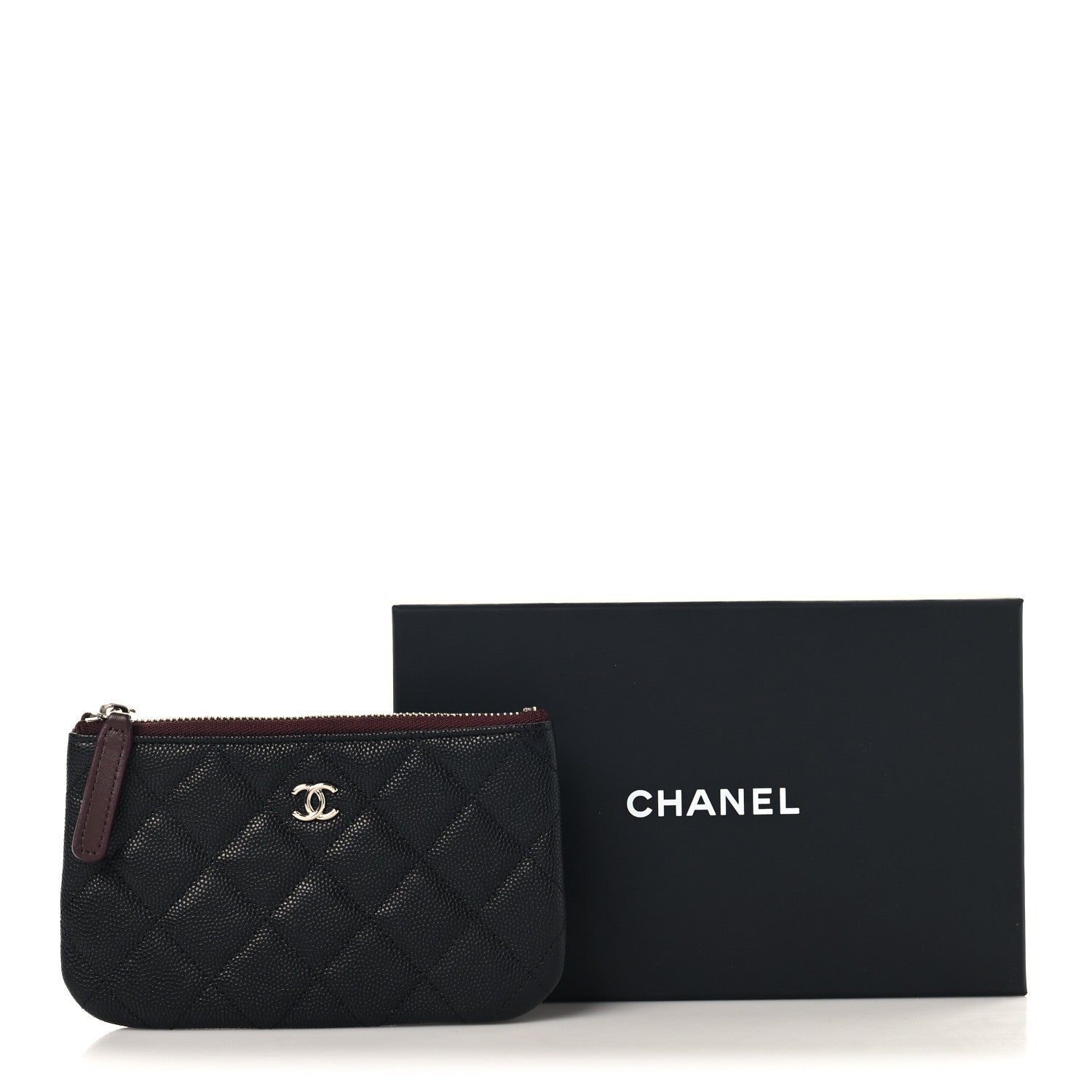Caviar Quilted Small Cosmetic Case Black