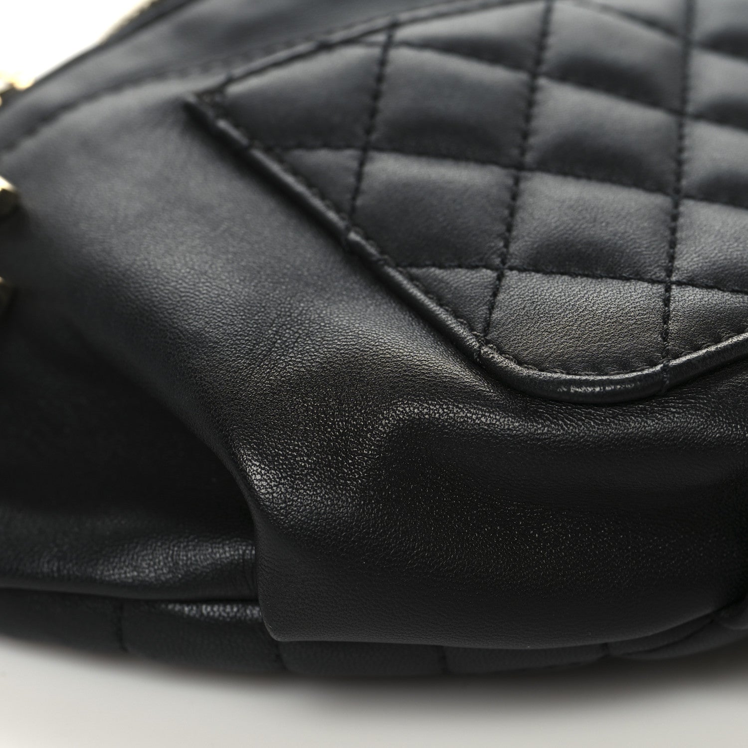 Lambskin Quilted Waist Bag Fanny Pack Black